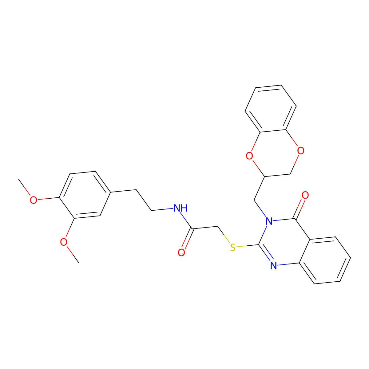 2-[3-(2,3-dihydro-1,4-benzodioxin-3-ylmethyl)-4-oxoquinazolin-2-yl]sulfanyl-N-[2-(3,4-dimethoxyphenyl)ethyl]acetamide molecular structure, CAS 443351-13-1