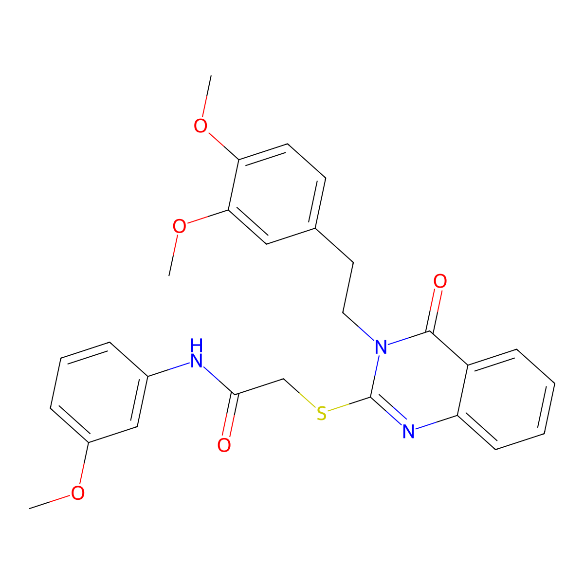 2-[3-[2-(3,4-dimethoxyphenyl)ethyl]-4-oxoquinazolin-2-yl]sulfanyl-N-(3-methoxyphenyl)acetamide molecular structure, CAS 443351-34-6
