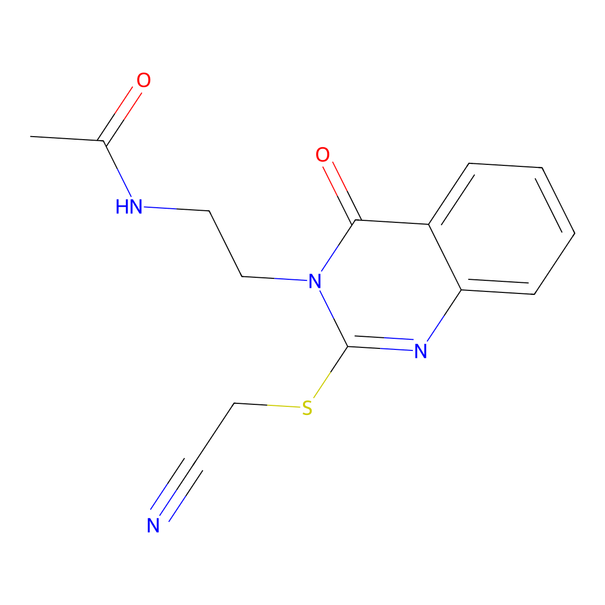 N-(2-(2-((cyanomethyl)thio)-4-oxoquinazolin-3(4H)-yl)ethyl)acetamide molecular structure, CAS 443351-64-2