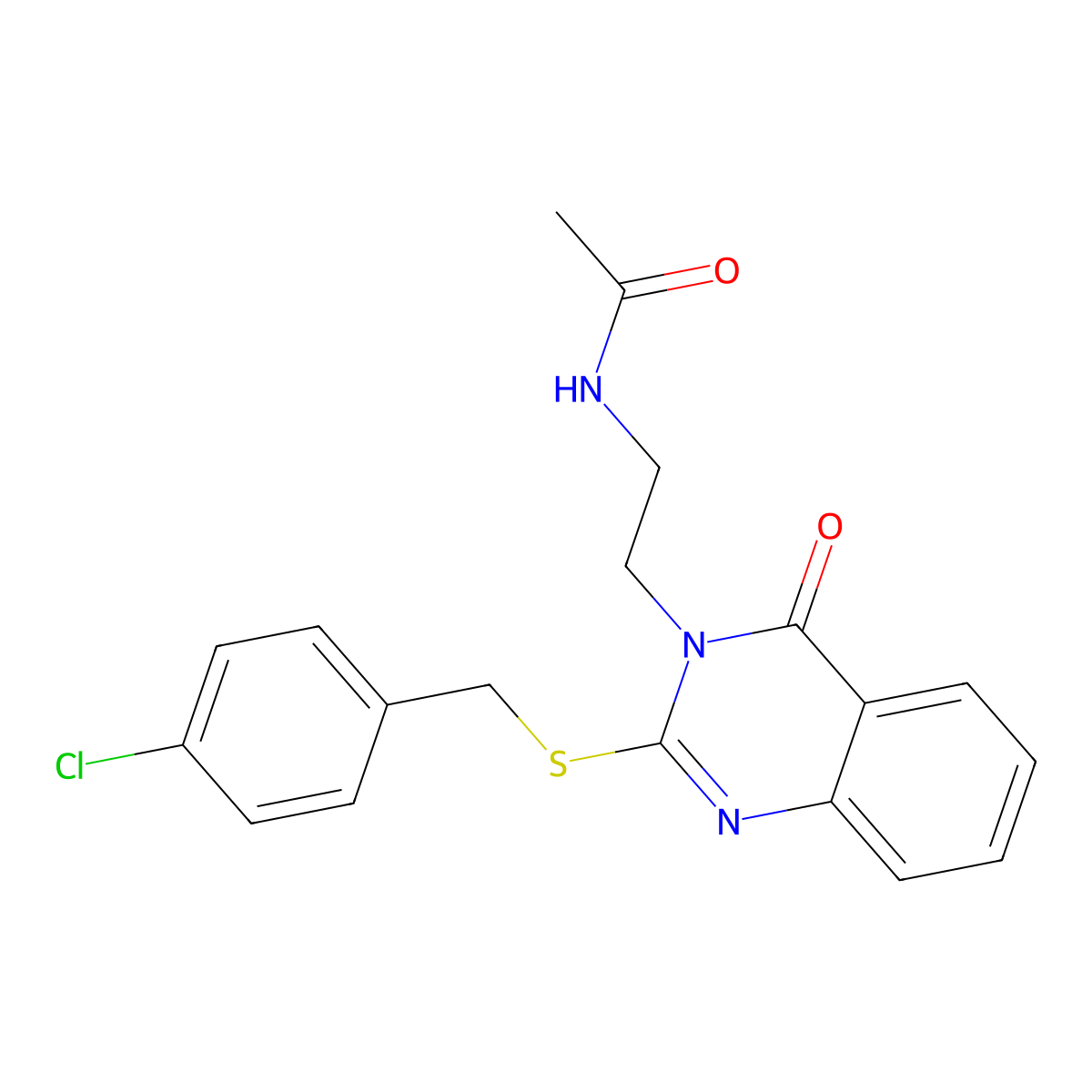 N-(2-(2-((4-chlorobenzyl)thio)-4-oxoquinazolin-3(4H)-yl)ethyl)acetamide molecular structure, CAS 443351-70-0