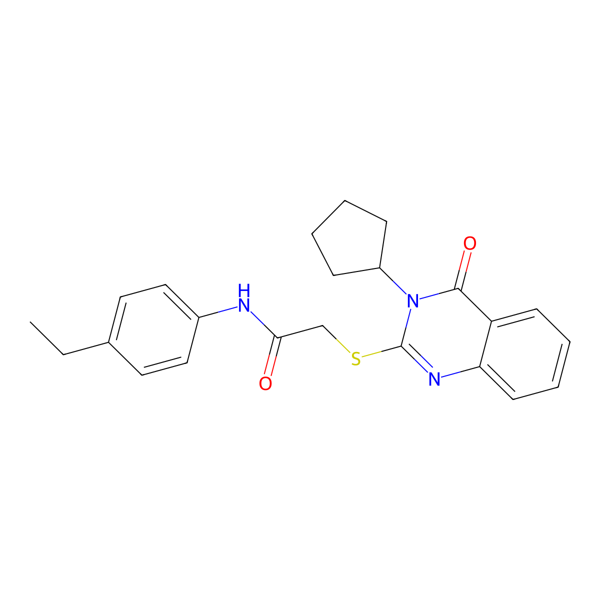 2-((3-cyclopentyl-4-oxo-3,4-dihydroquinazolin-2-yl)thio)-N-(4-ethylphenyl)acetamide molecular structure, CAS 443352-48-5