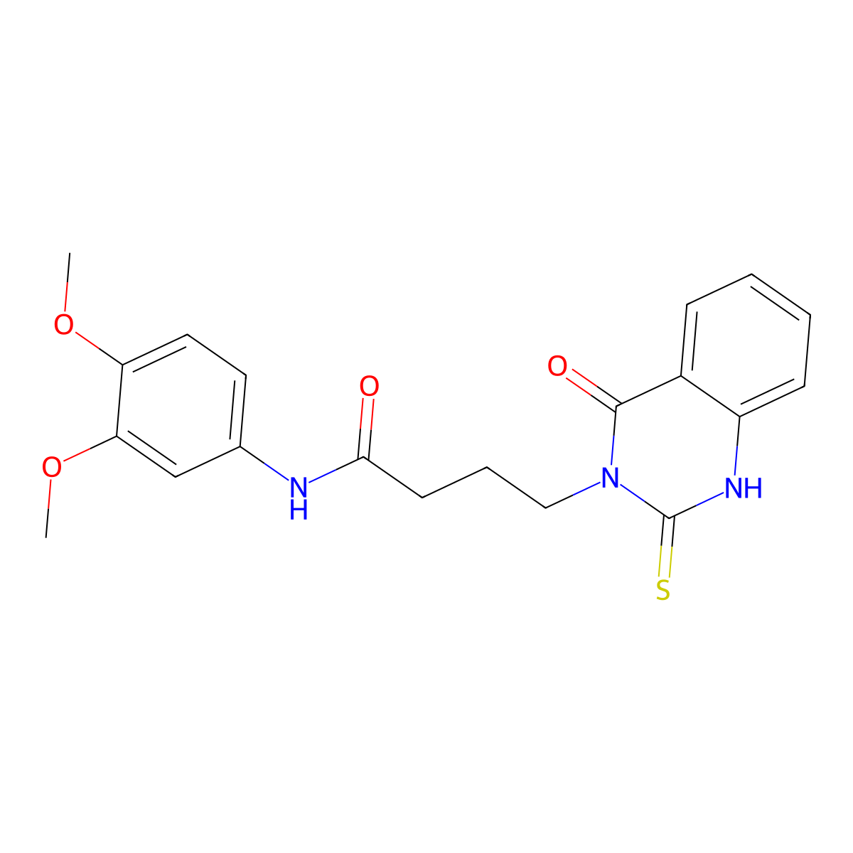 N-(3,4-dimethoxyphenyl)-4-(4-oxo-2-thioxo-1H-quinazolin-3-yl)butanamide molecular structure, CAS 443353-17-1