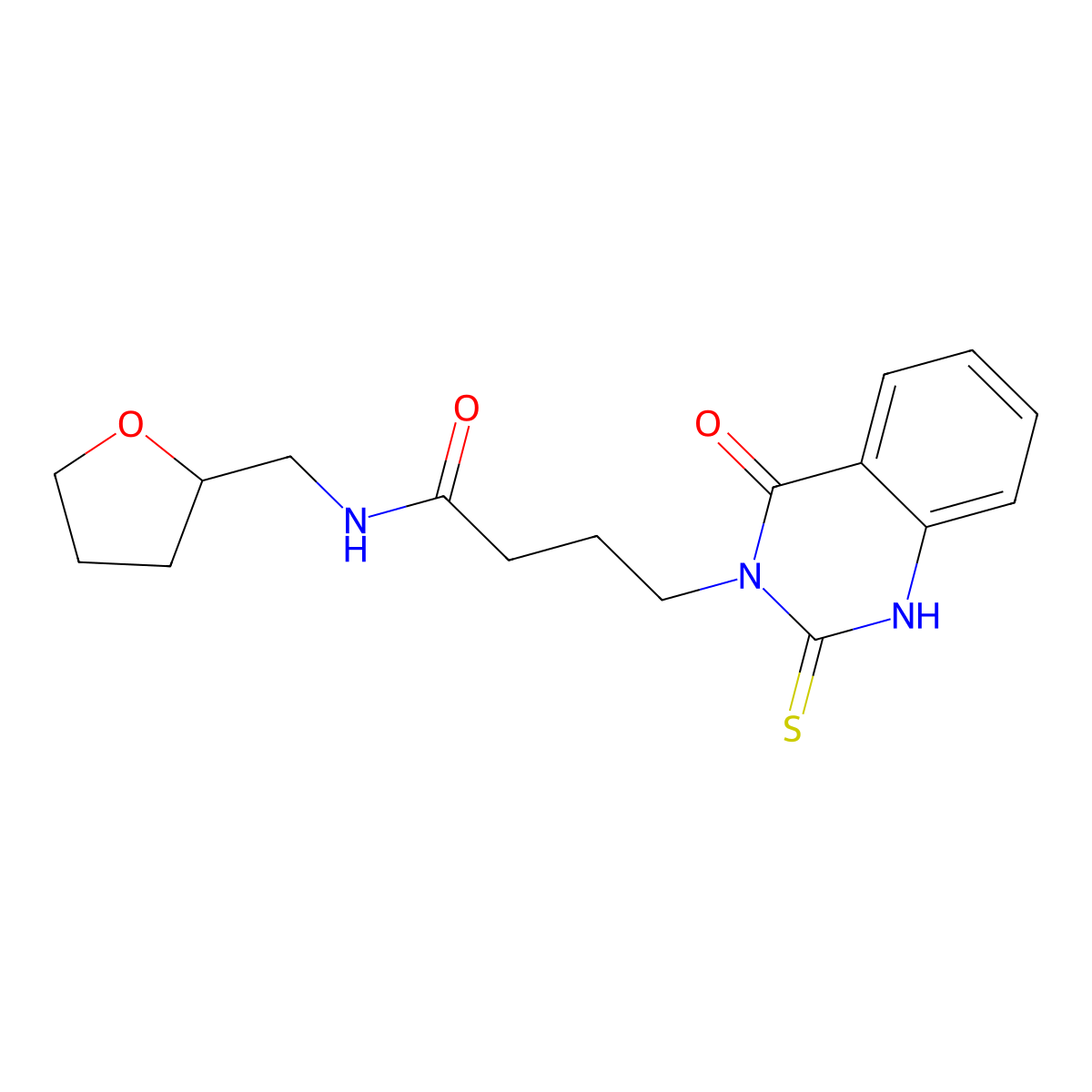 N-(oxolan-2-ylmethyl)-4-(4-oxo-2-sulfanylidene-1H-quinazolin-3-yl)butanamide molecular structure, CAS 443353-35-3