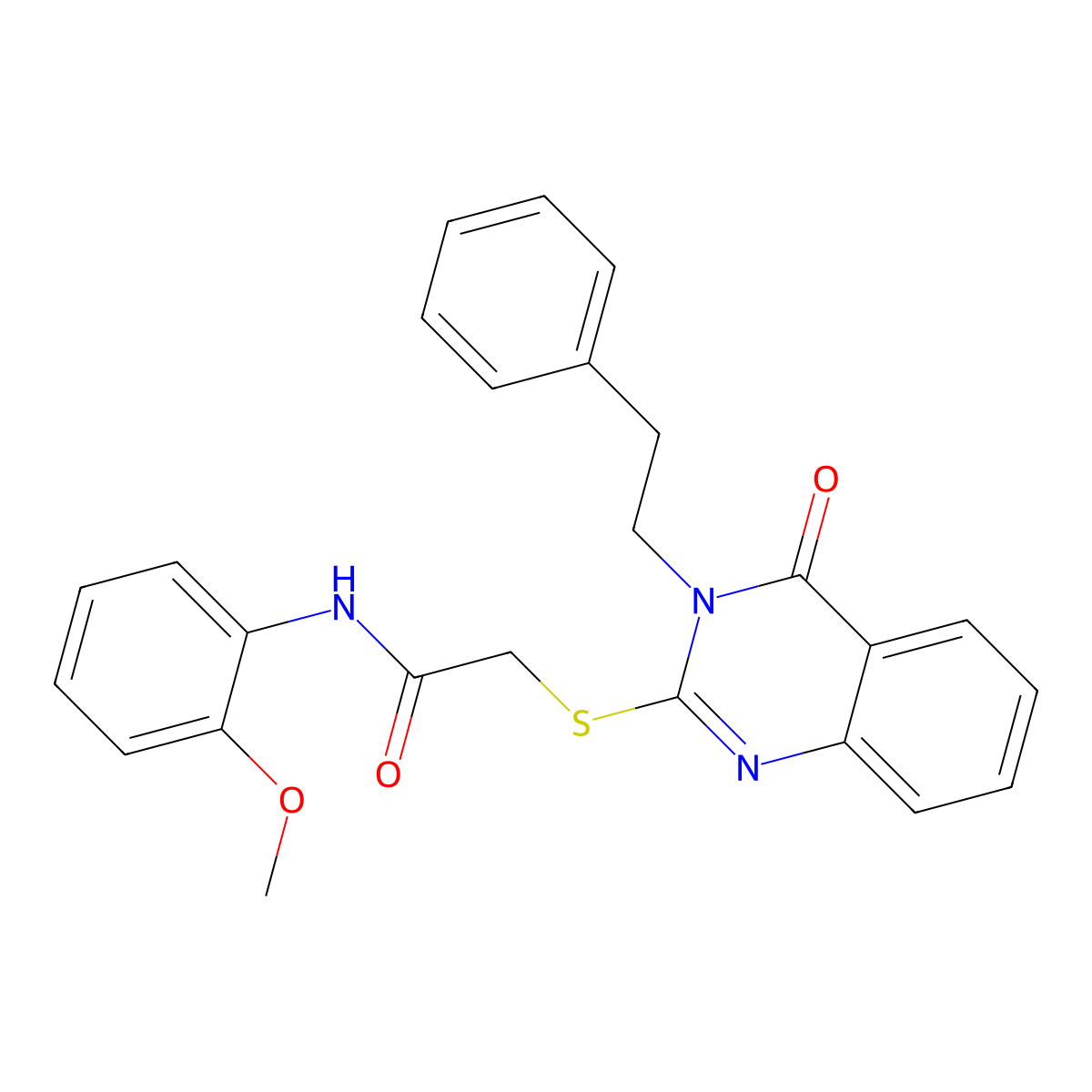 N-(2-methoxyphenyl)-2-((4-oxo-3-phenethyl-3,4-dihydroquinazolin-2-yl)thio)acetamide molecular structure, CAS 443353-37-5