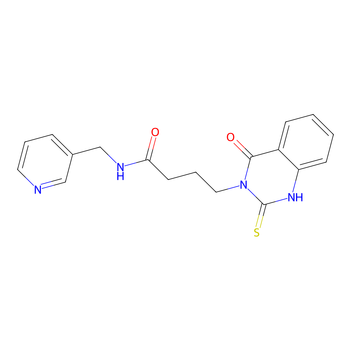 4-(4-oxo-2-sulfanylidene-1H-quinazolin-3-yl)-N-(pyridin-3-ylmethyl)butanamide molecular structure, CAS 443353-41-1
