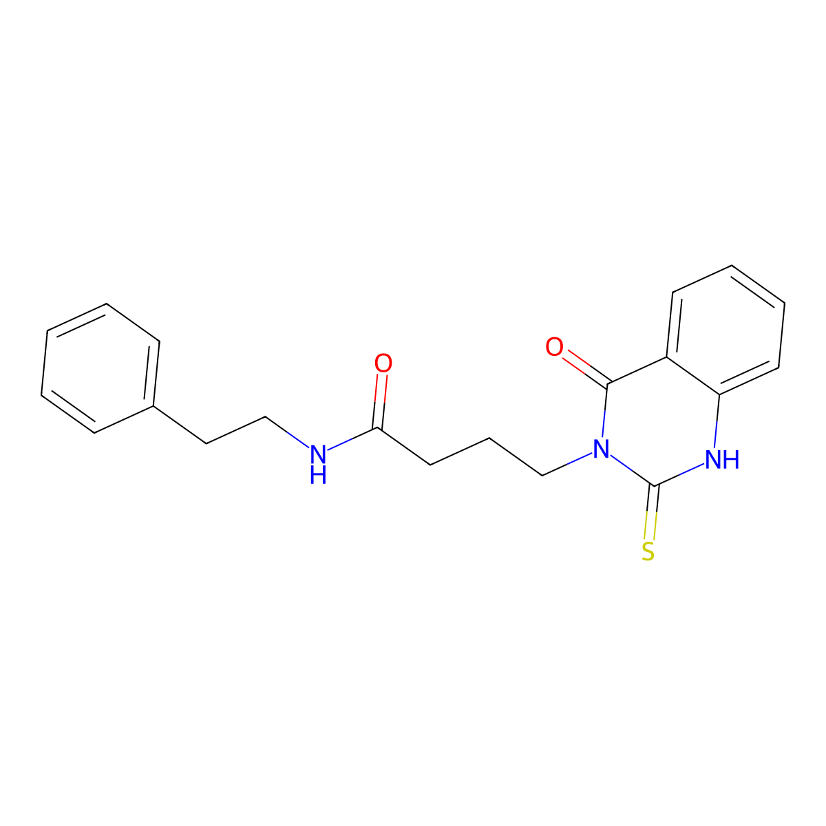 4-(4-oxo-2-thioxo-1,2-dihydroquinazolin-3(4H)-yl)-N-phenethylbutanamide molecular structure, CAS 443353-44-4