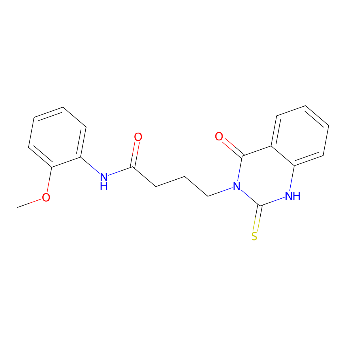 N-(2-methoxyphenyl)-4-(4-oxo-2-sulfanylidene-1H-quinazolin-3-yl)butanamide molecular structure, CAS 443353-47-7