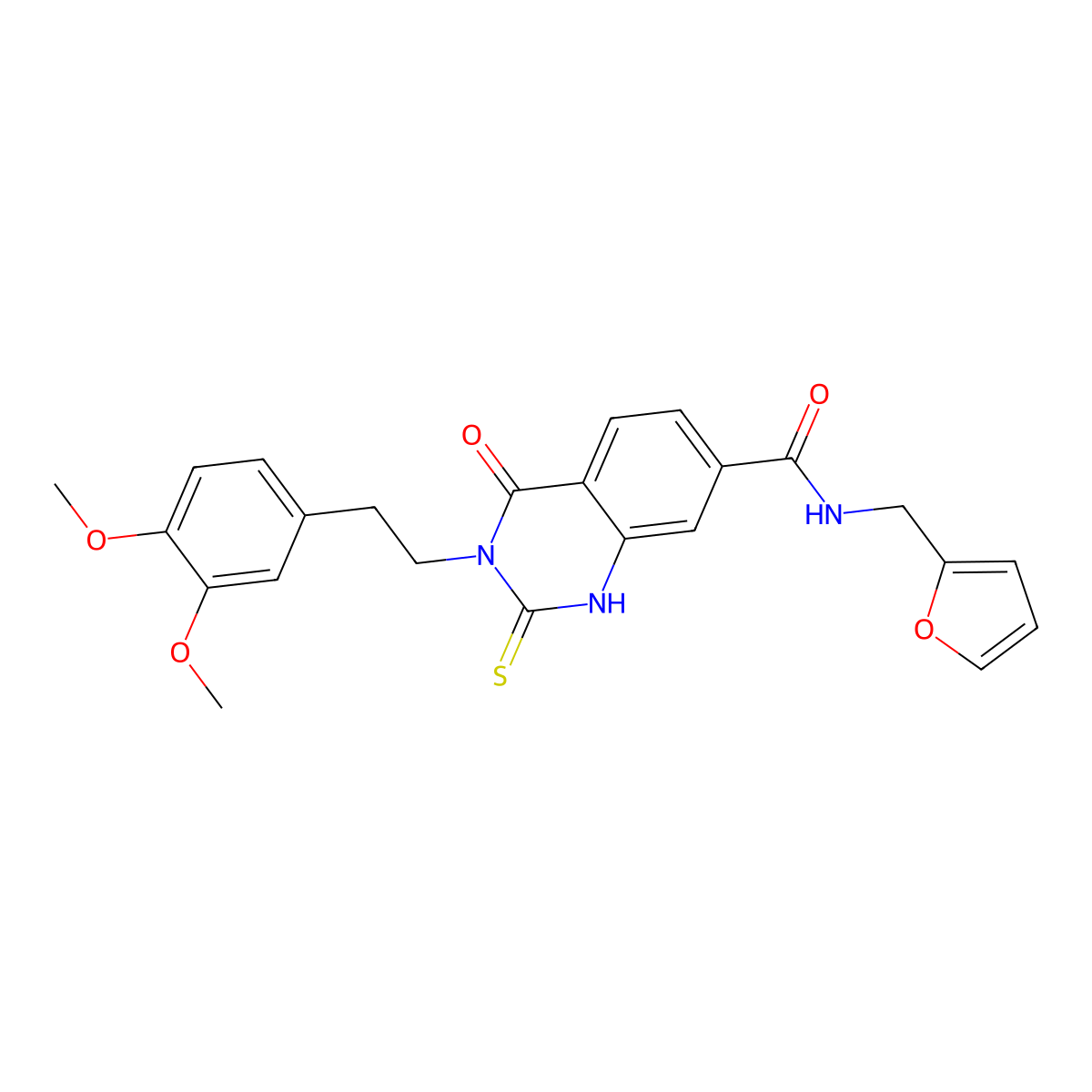 3-[2-(3,4-dimethoxyphenyl)ethyl]-N-(furan-2-ylmethyl)-4-oxo-2-sulfanylidene-1H-quinazoline-7-carboxamide molecular structure, CAS 443353-59-1