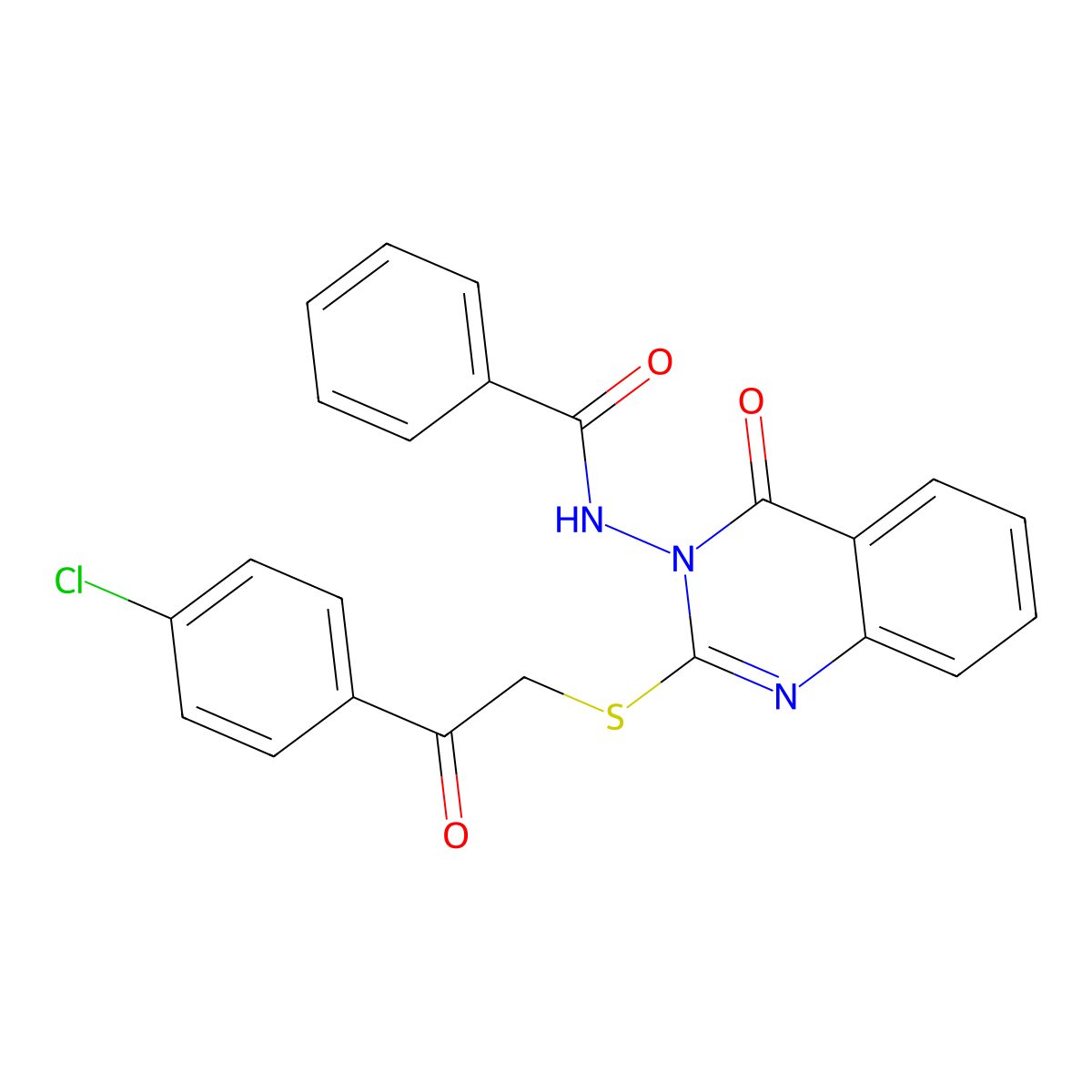 N-[2-[[2-(4-chlorophenyl)-2-oxoethyl]thio]-4-oxo-3-quinazolinyl]benzamide molecular structure, CAS 443353-87-5