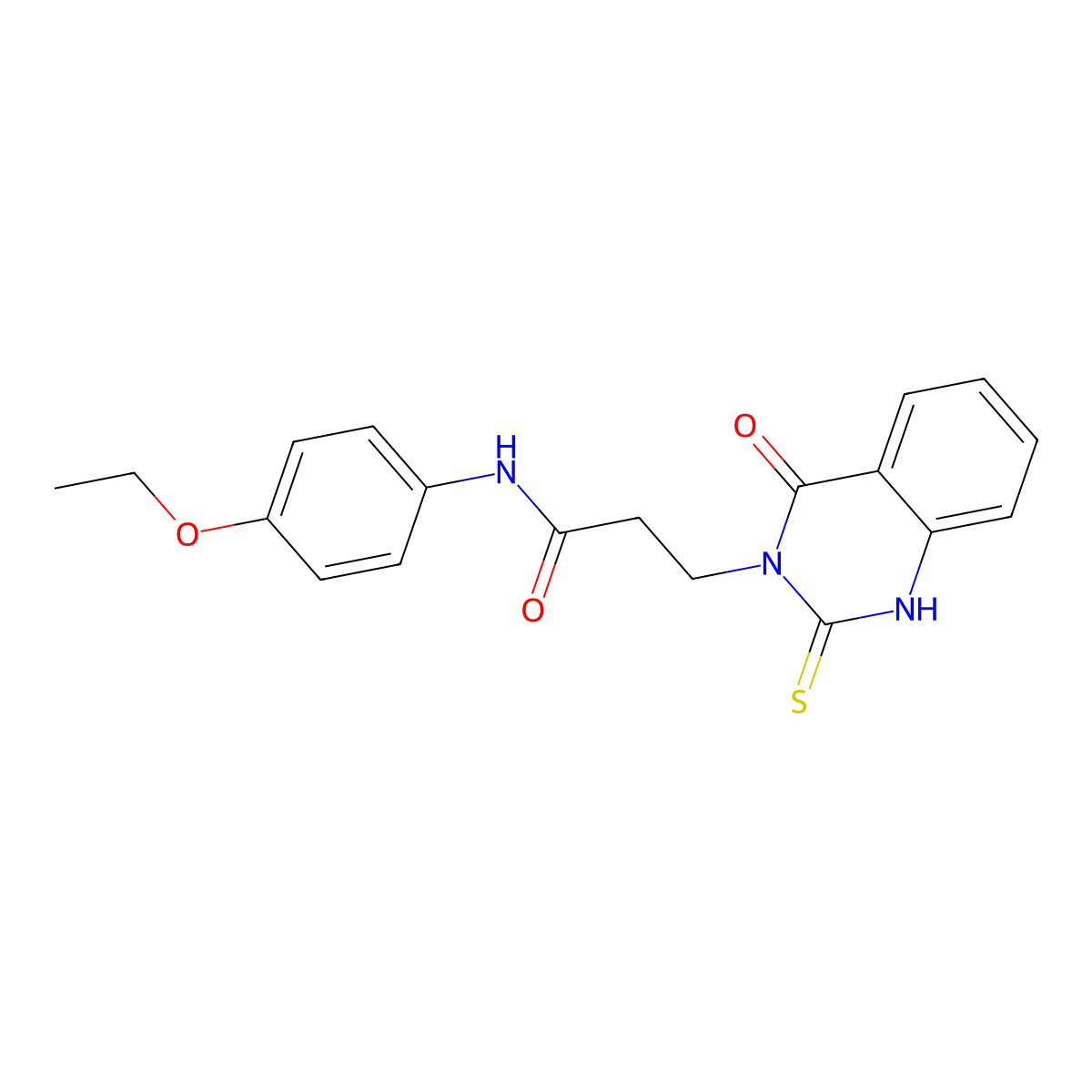 N-(4-ethoxyphenyl)-3-(4-oxo-2-thioxo-1,2-dihydroquinazolin-3(4H)-yl)propanamide molecular structure, CAS 443353-93-3