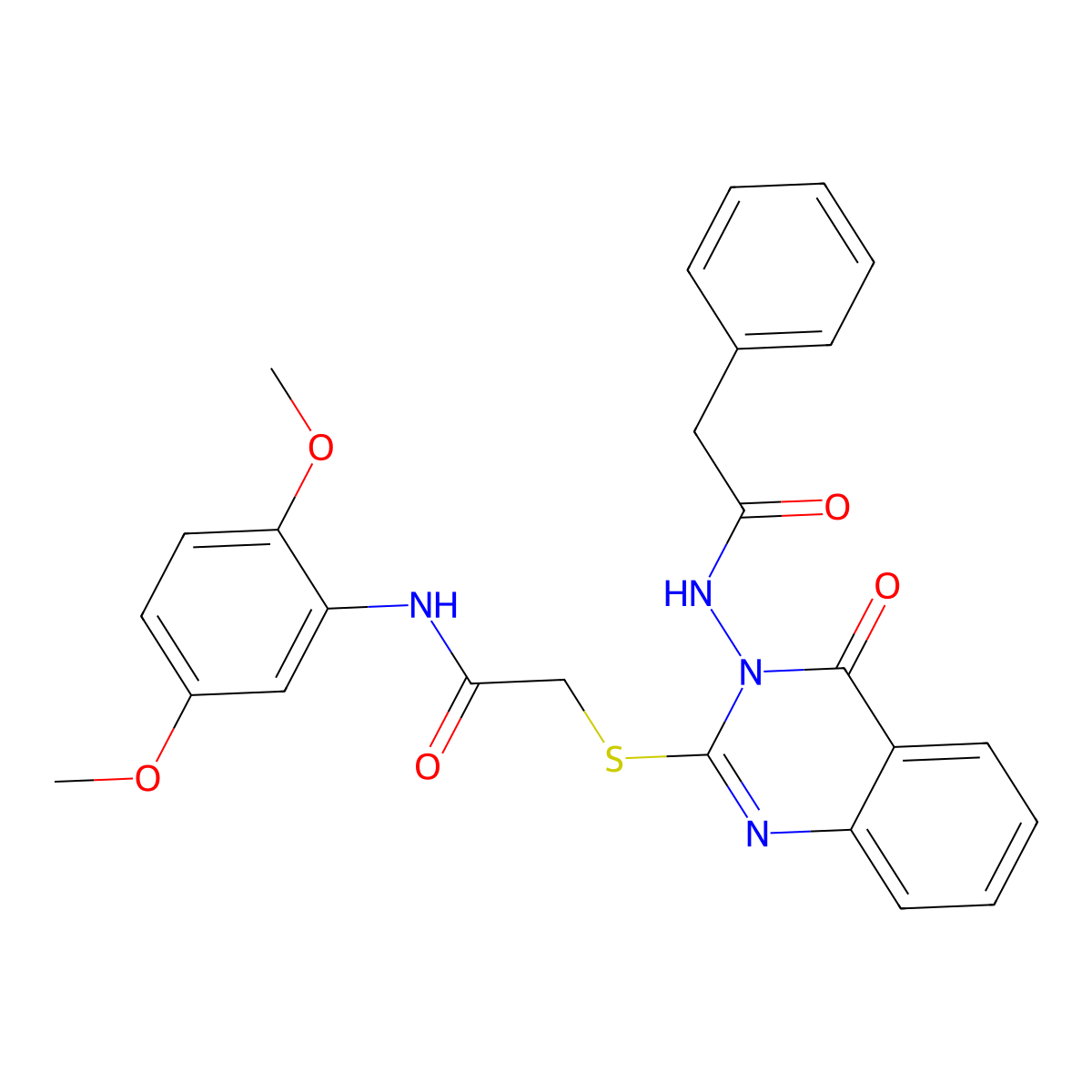 N-[2-[2-(2,5-dimethoxyanilino)-2-oxoethyl]sulfanyl-4-oxoquinazolin-3-yl]-2-phenylacetamide molecular structure, CAS 443354-03-8
