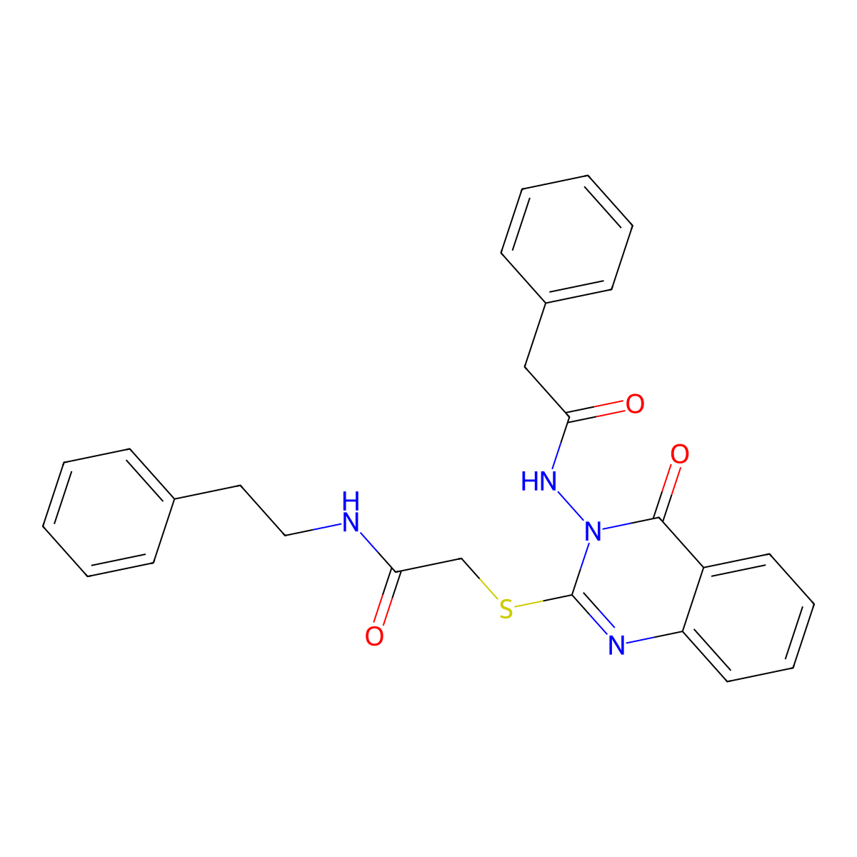 N-(4-oxo-2-((2-oxo-2-(phenethylamino)ethyl)thio)quinazolin-3(4H)-yl)-2-phenylacetamide molecular structure, CAS 443354-09-4