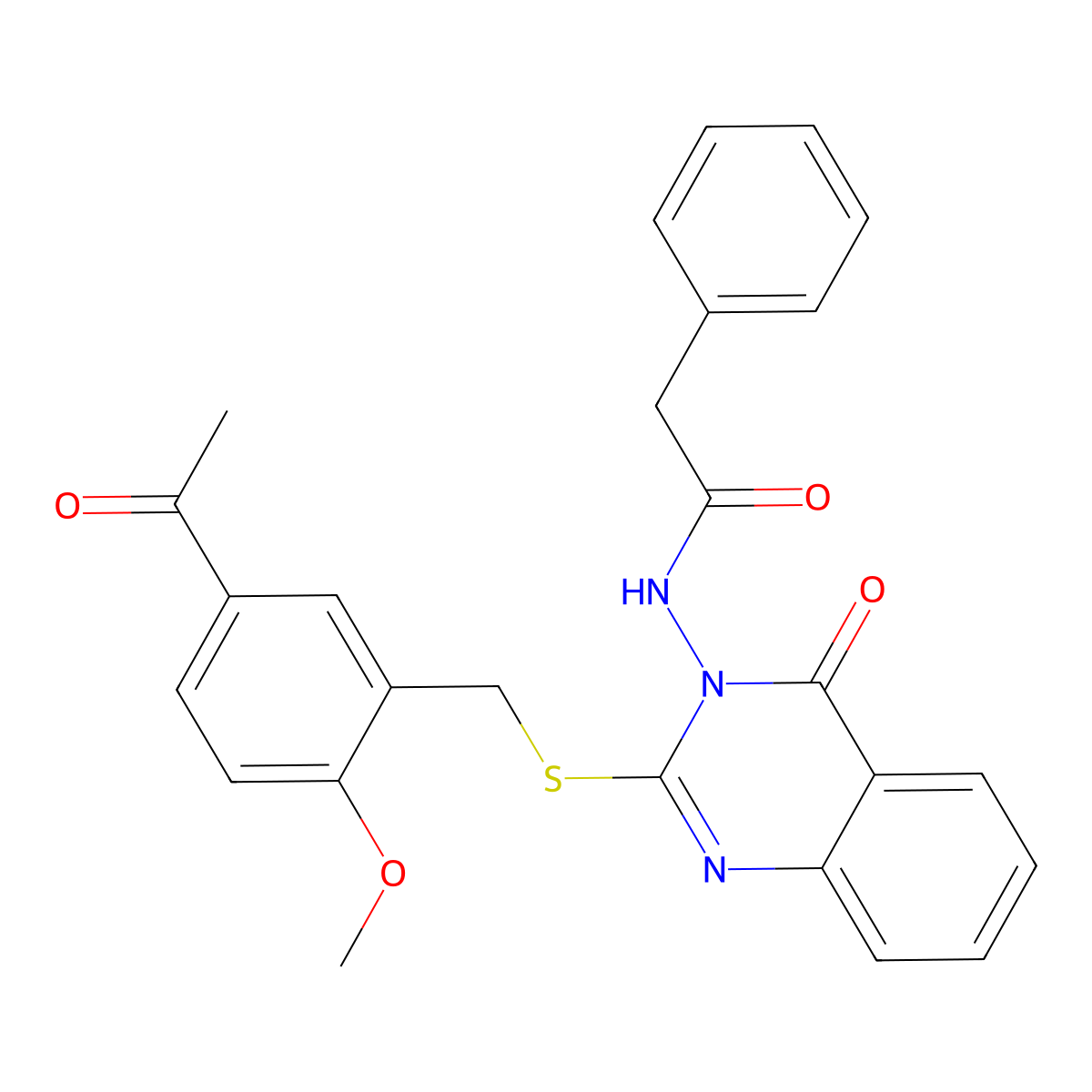 N-[2-[(5-acetyl-2-methoxyphenyl)methylsulfanyl]-4-oxoquinazolin-3-yl]-2-phenylacetamide molecular structure, CAS 443354-23-2