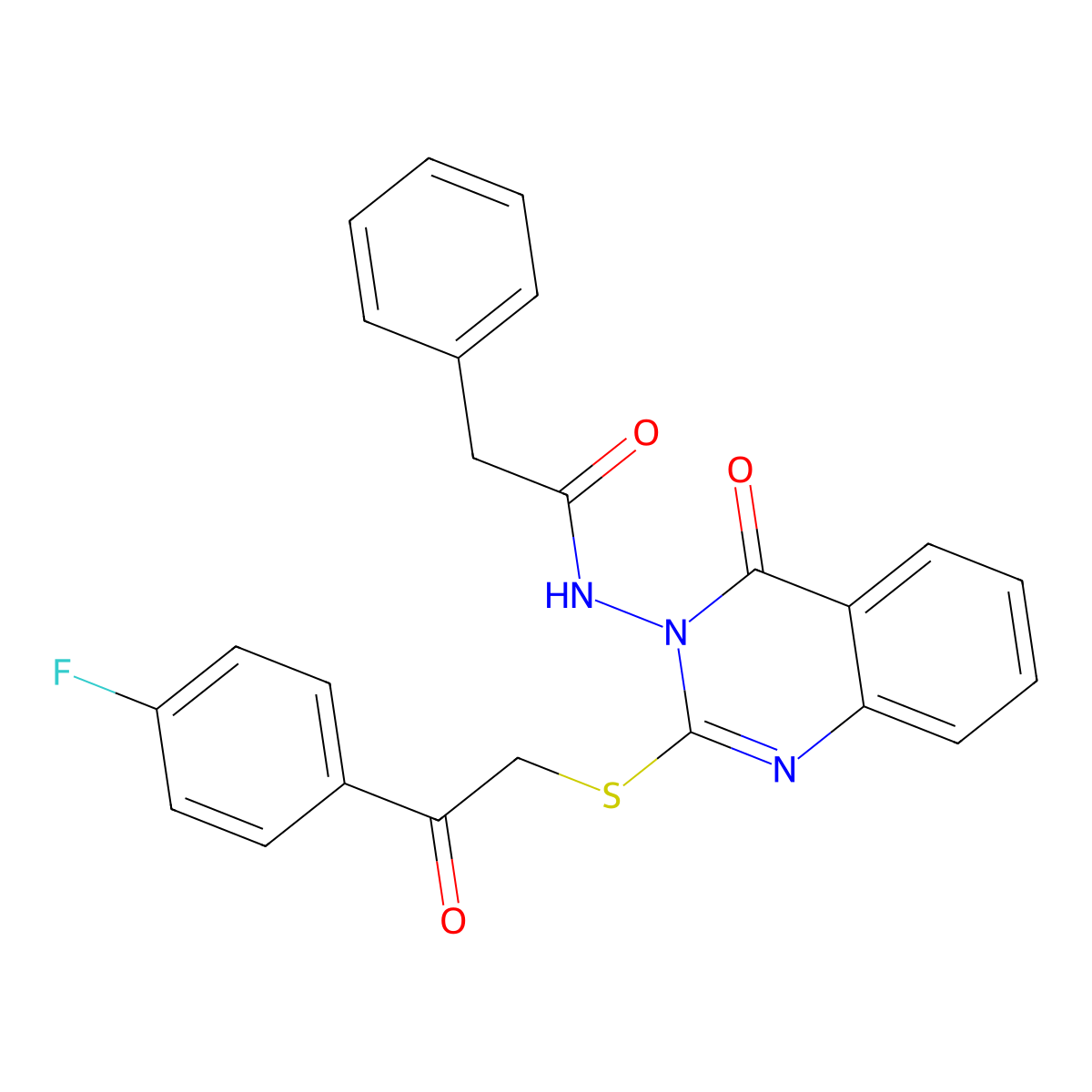 N-[2-[2-(4-fluorophenyl)-2-oxoethyl]sulfanyl-4-oxoquinazolin-3-yl]-2-phenylacetamide molecular structure, CAS 443354-27-6