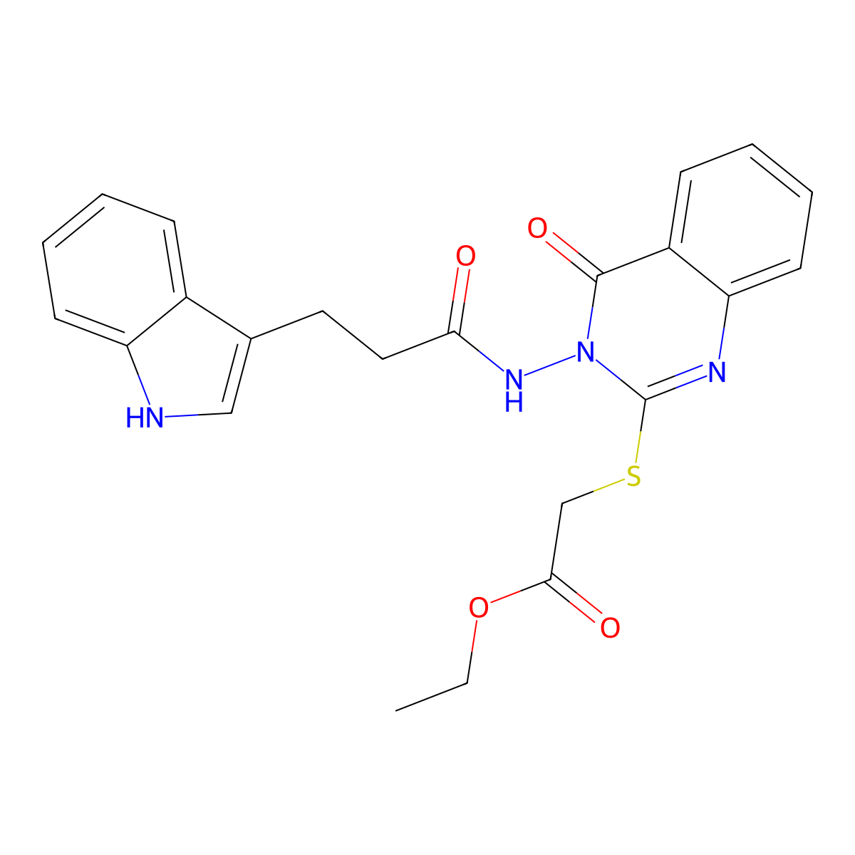 ethyl 2-[3-[3-(1H-indol-3-yl)propanoylamino]-4-oxoquinazolin-2-yl]sulfanylacetate molecular structure, CAS 443354-31-2