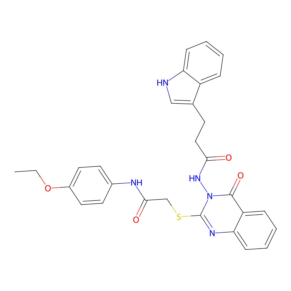 N-[2-[2-(4-ethoxyanilino)-2-oxoethyl]sulfanyl-4-oxoquinazolin-3-yl]-3-(1H-indol-3-yl)propanamide molecular structure, CAS 443354-33-4