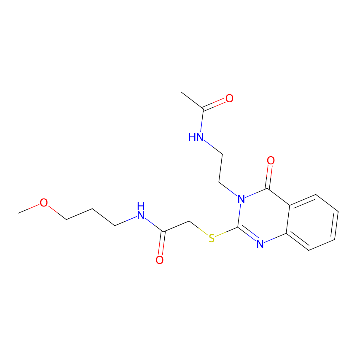 2-((3-(2-acetamidoethyl)-4-oxo-3,4-dihydroquinazolin-2-yl)thio)-N-(3-methoxypropyl)acetamide molecular structure, CAS 443355-31-5