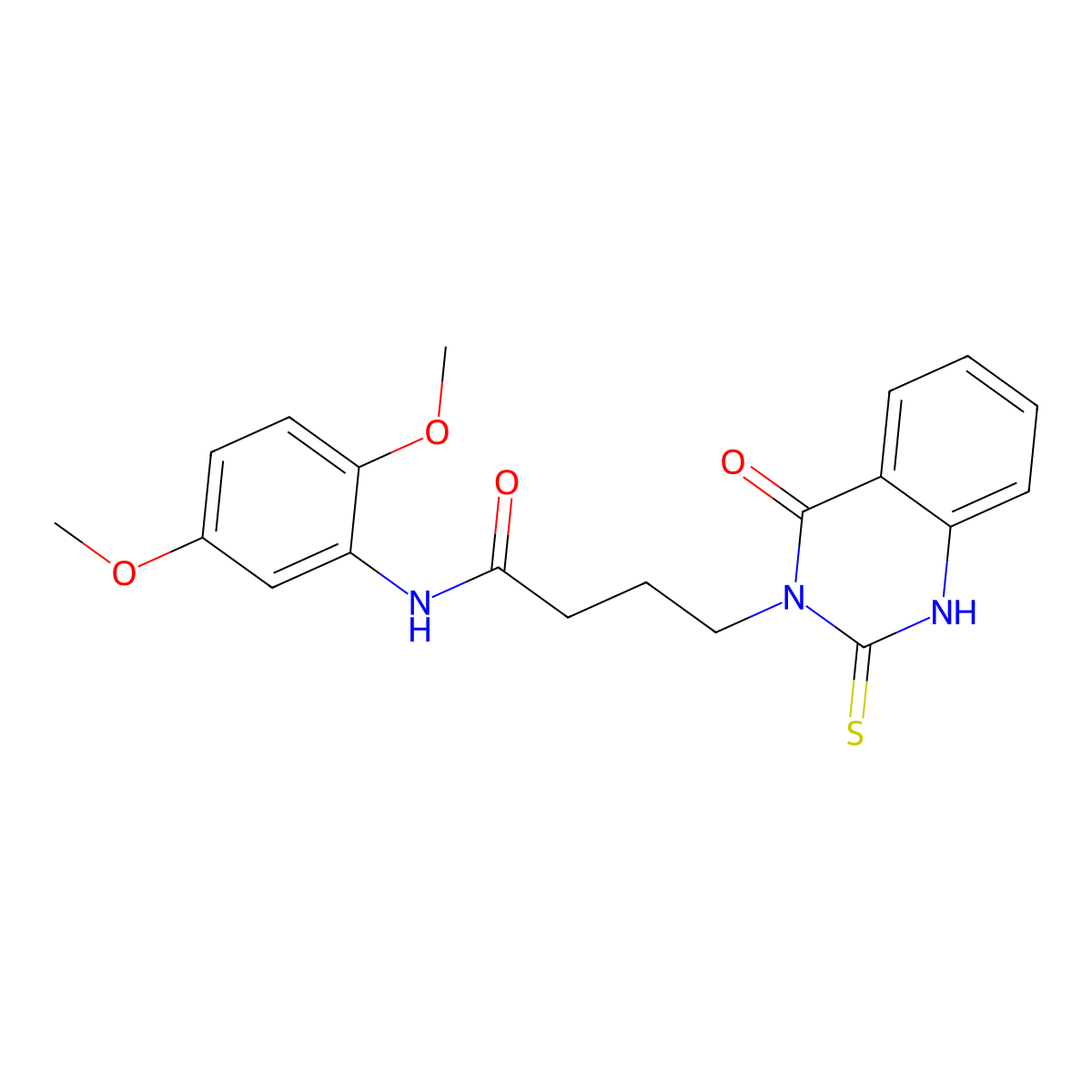 N-(2,5-dimethoxyphenyl)-4-(4-oxo-2-thioxo-1,2-dihydroquinazolin-3(4H)-yl)butanamide molecular structure, CAS 443355-42-8