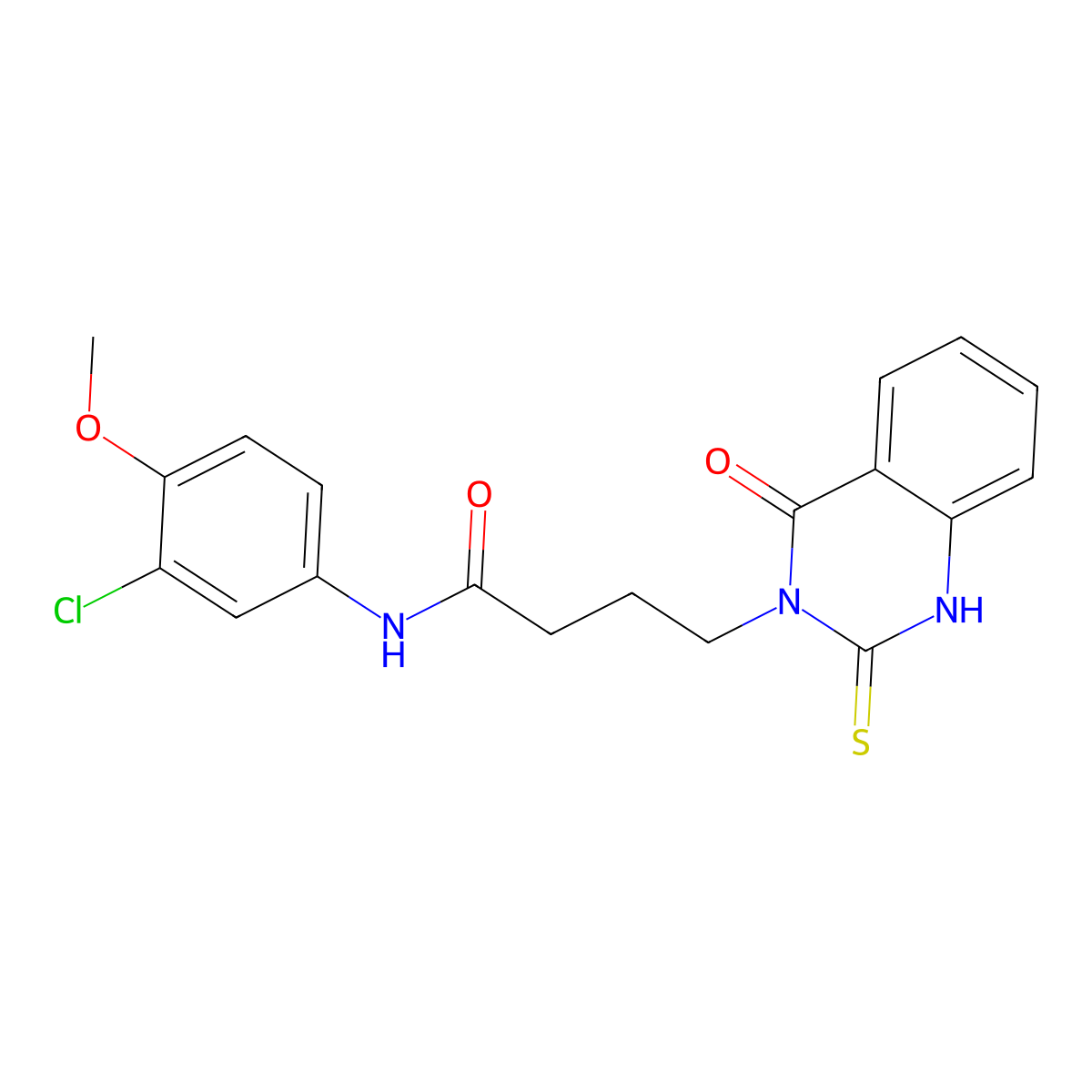 N-(3-chloro-4-methoxyphenyl)-4-(4-oxo-2-sulfanylidene-1H-quinazolin-3-yl)butanamide molecular structure, CAS 443355-68-8