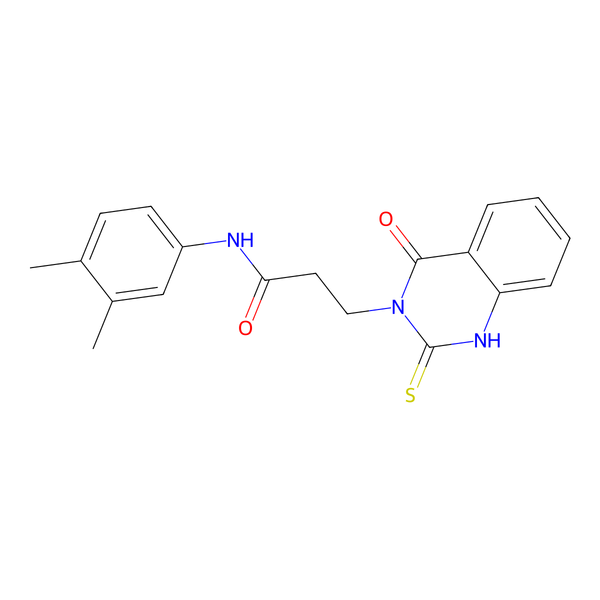 N-(3,4-dimethylphenyl)-3-(4-oxo-2-thioxo-1,2-dihydroquinazolin-3(4H)-yl)propanamide molecular structure, CAS 443356-15-8