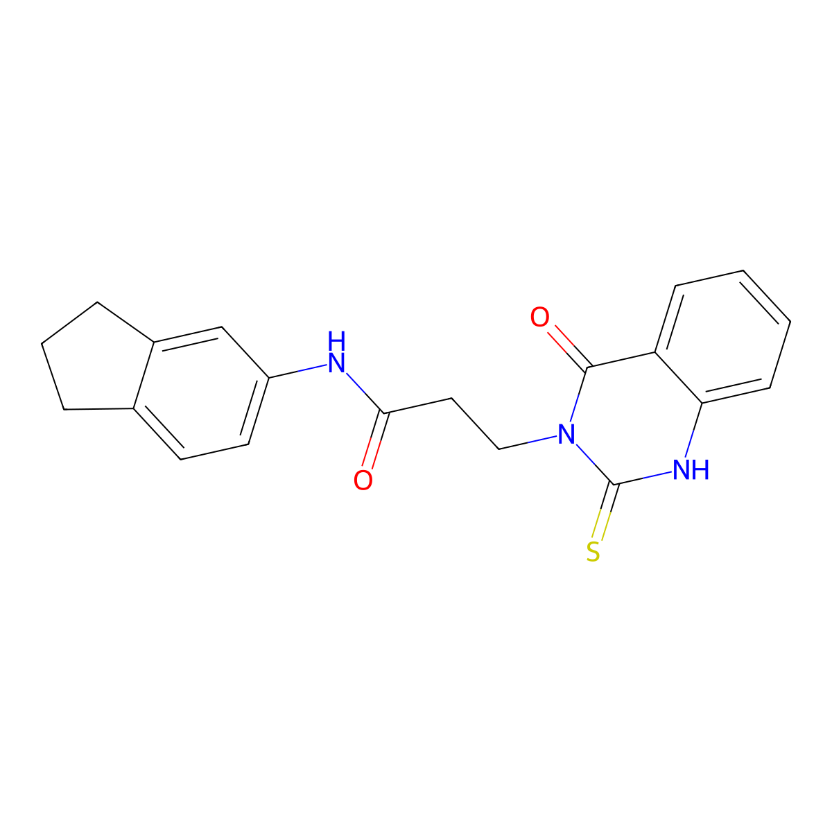 N-(2,3-dihydro-1H-inden-5-yl)-3-(4-oxo-2-thioxo-1,2-dihydroquinazolin-3(4H)-yl)propanamide molecular structure, CAS 443356-17-0