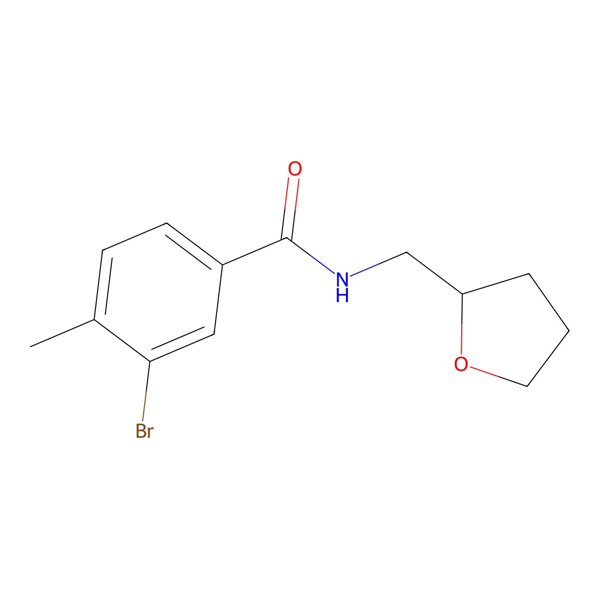 3-bromo-4-methyl-N-(oxolan-2-ylmethyl)benzamide molecular structure, CAS 443635-32-3