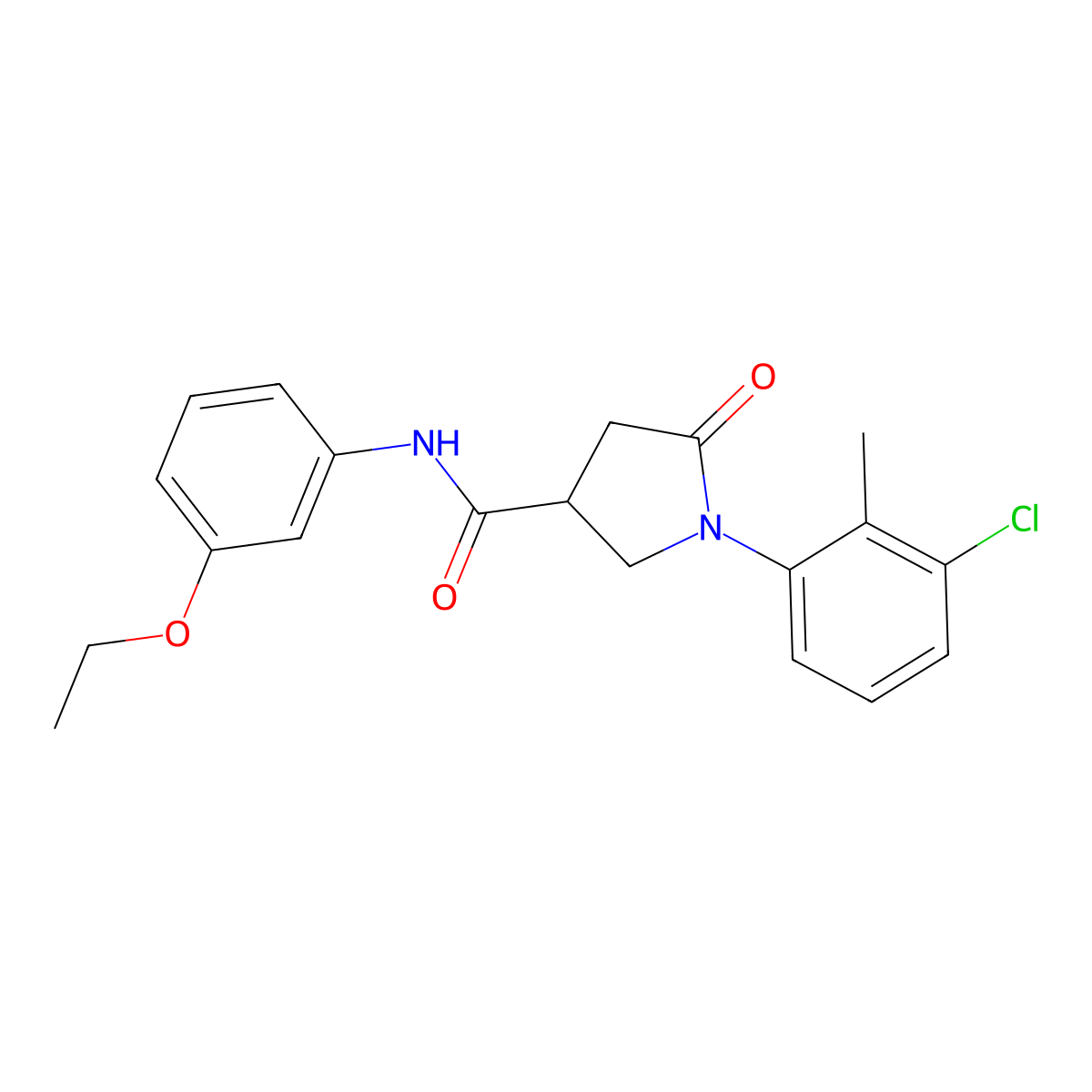 1-(3-chloro-2-methylphenyl)-N-(3-ethoxyphenyl)-5-oxopyrrolidine-3-carboxamide molecular structure, CAS 443635-90-3