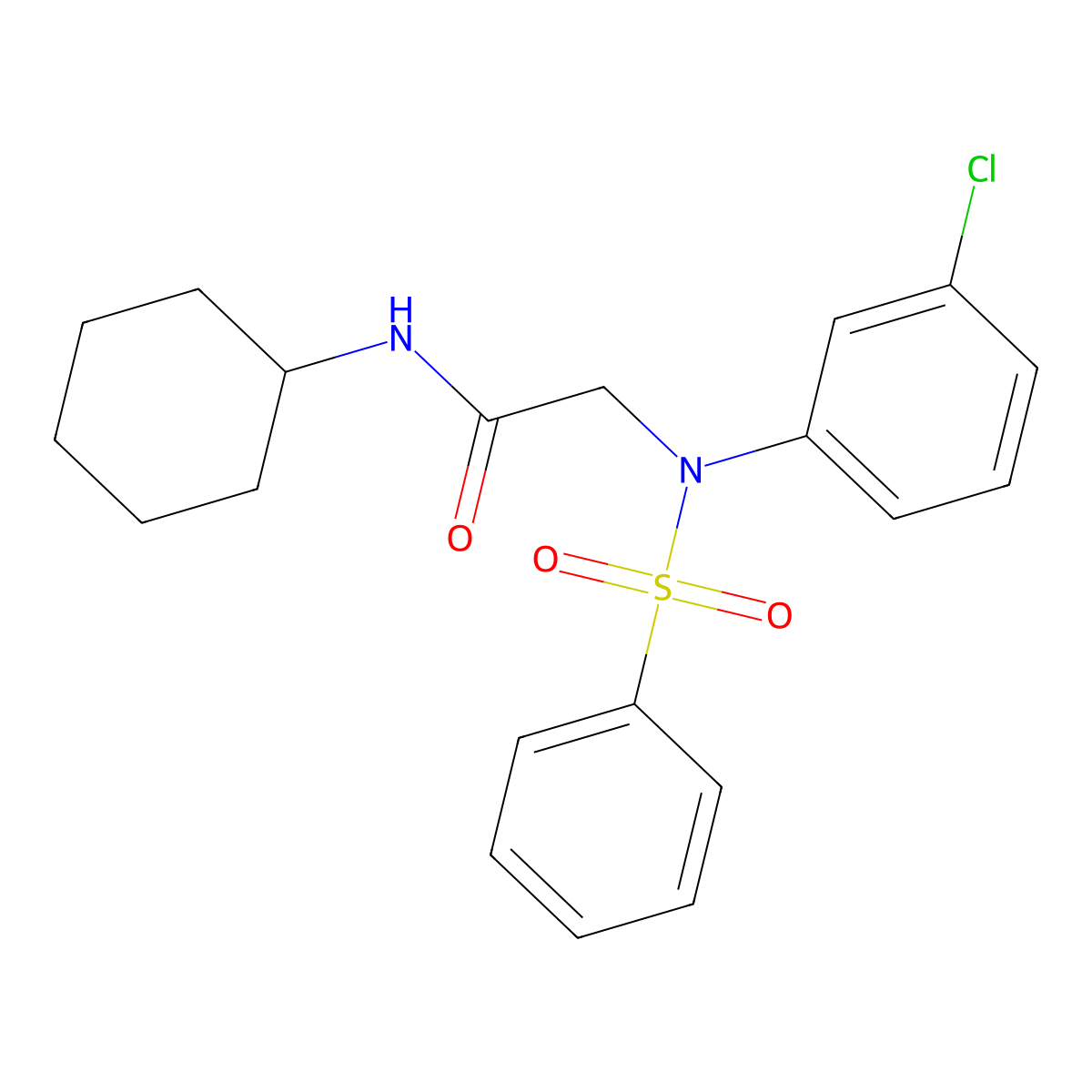 2-[N-(benzenesulfonyl)-3-chloroanilino]-N-cyclohexylacetamide molecular structure, CAS 443635-98-1
