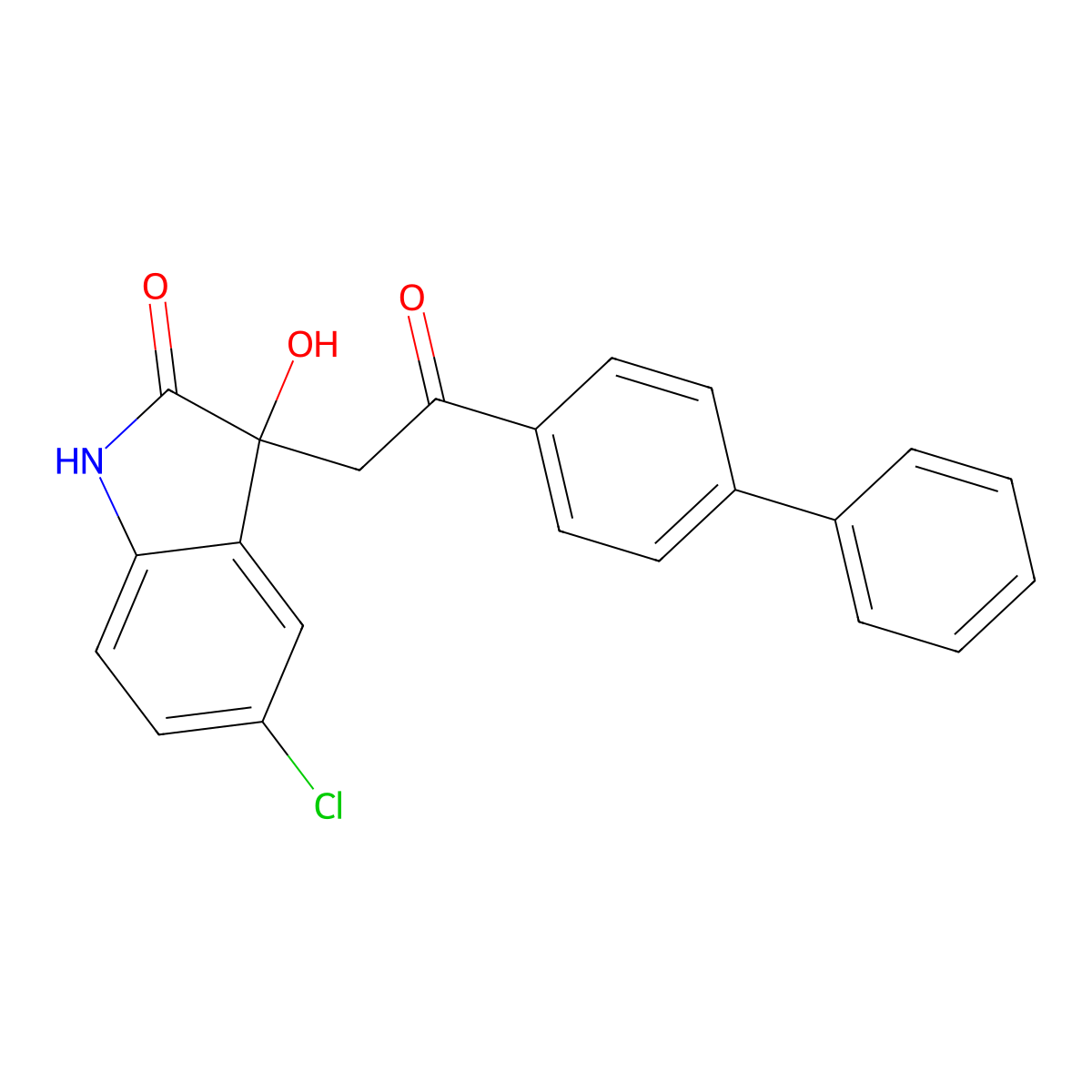 3-[2-(biphenyl-4-yl)-2-oxoethyl]-5-chloro-3-hydroxy-1,3-dihydro-2H-indol-2-one molecular structure, CAS 443636-36-0