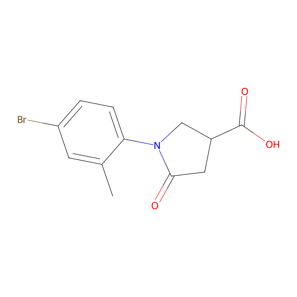 1-(4-Bromo-2-methylphenyl)-5-oxopyrrolidine-3-carboxylic acid molecular structure, CAS 443636-62-2