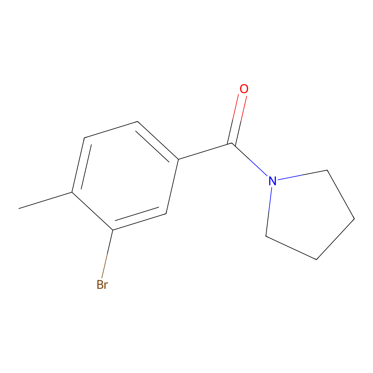 (3-Bromo-4-methylphenyl)(pyrrolidin-1-yl)methanone molecular structure, CAS 443638-10-6
