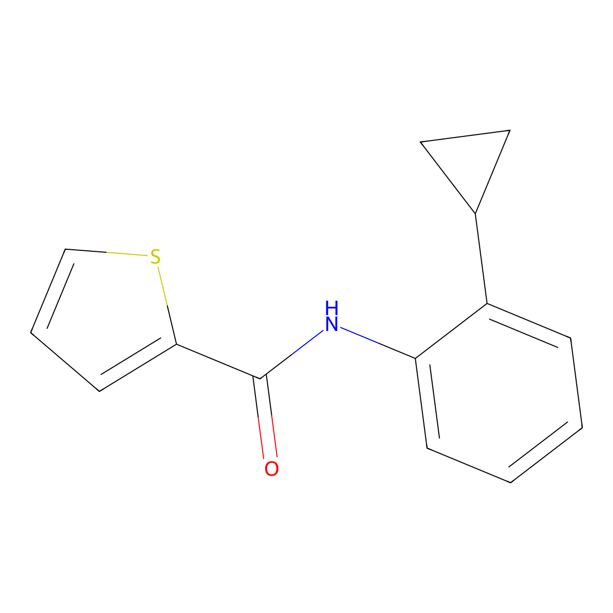 N-(2-cyclopropylphenyl)thiophene-2-carboxamide molecular structure, CAS 443638-52-6