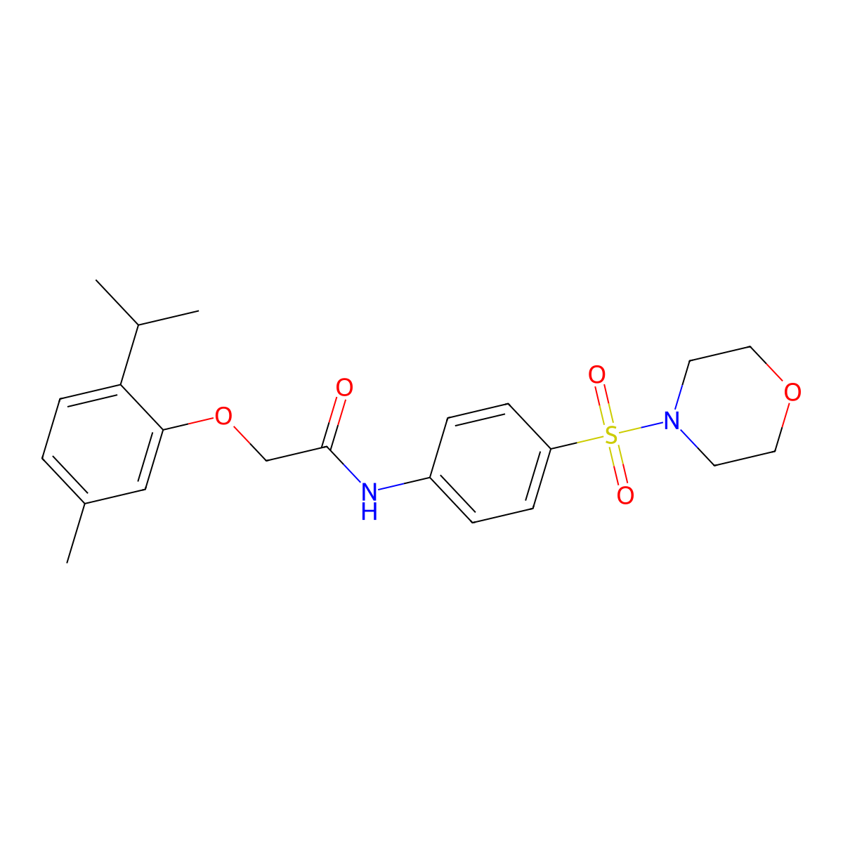 2-(2-isopropyl-5-methylphenoxy)-N-[4-(4-morpholinylsulfonyl)phenyl]acetamide molecular structure, CAS 443638-83-3