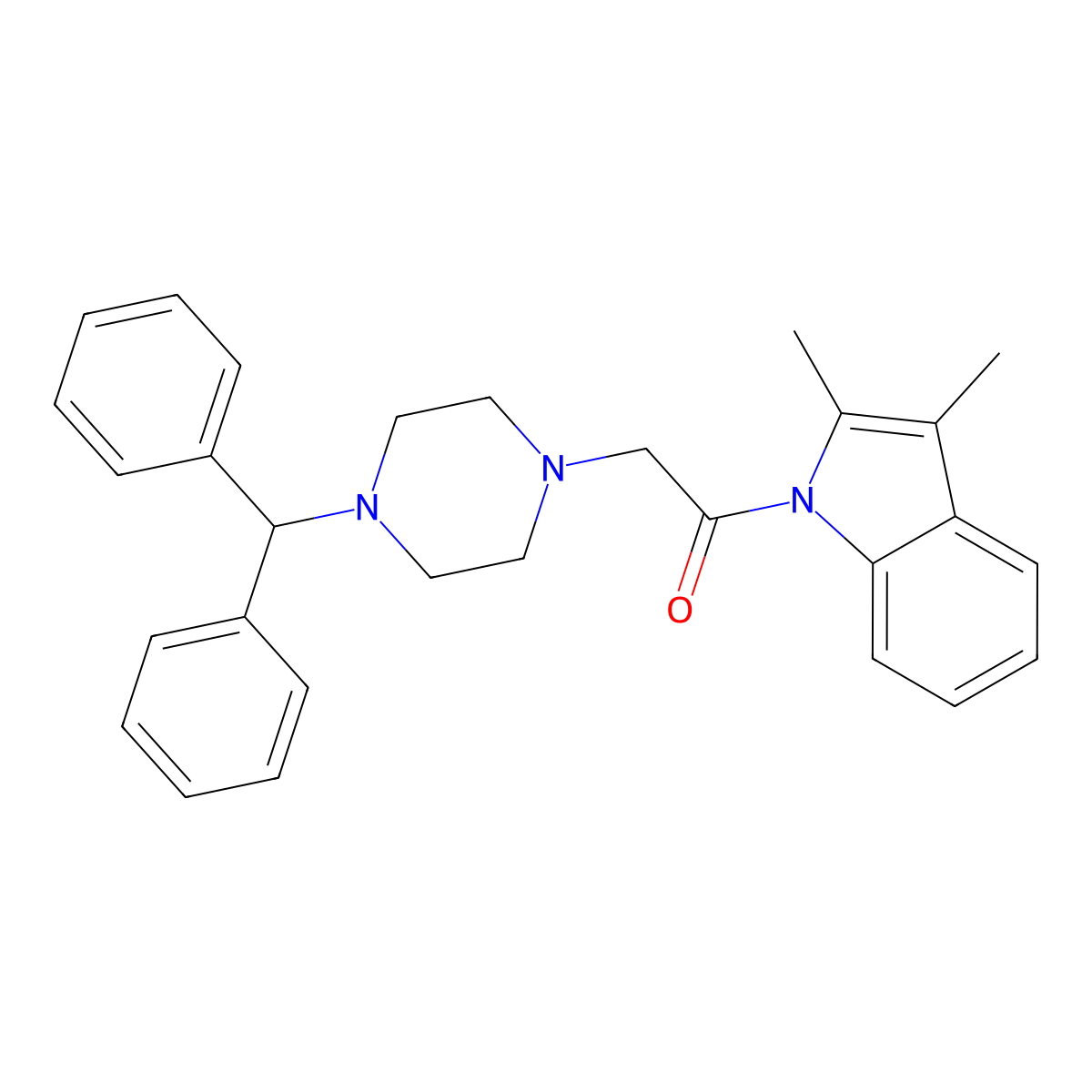 1-(2,3-dimethyl-1H-indol-1-yl)-2-[4-(diphenylmethyl)piperazin-1-yl]ethanone molecular structure, CAS 443639-77-8