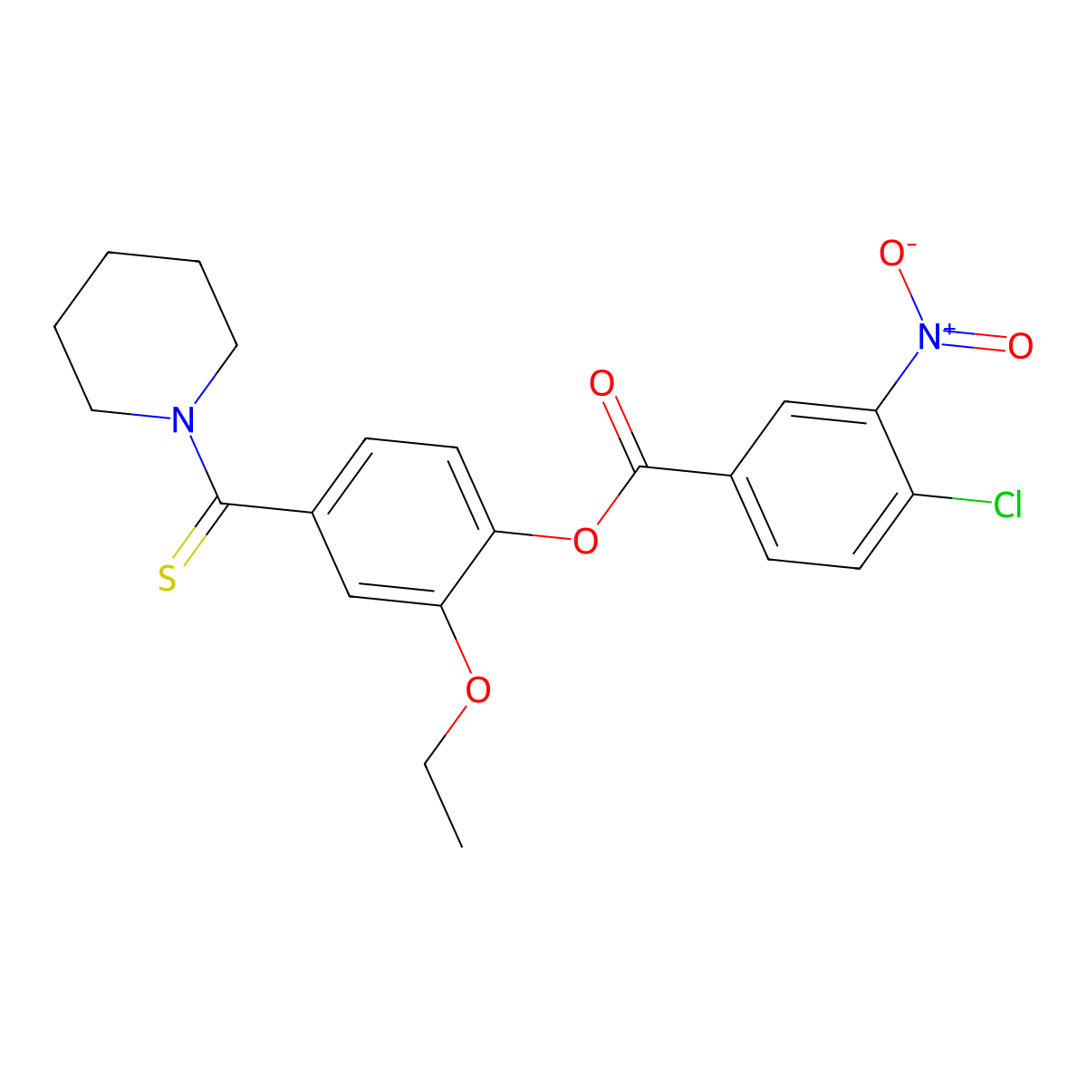 2-Ethoxy-4-(piperidin-1-ylcarbonothioyl)phenyl 4-chloro-3-nitrobenzoate molecular structure, CAS 443639-97-2