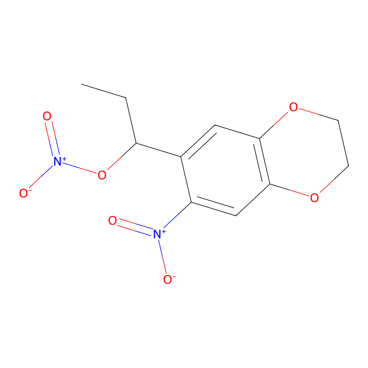 1-(7-Nitro-2,3-dihydro-1,4-benzodioxin-6-yl)propyl nitrate molecular structure, CAS 443640-11-7