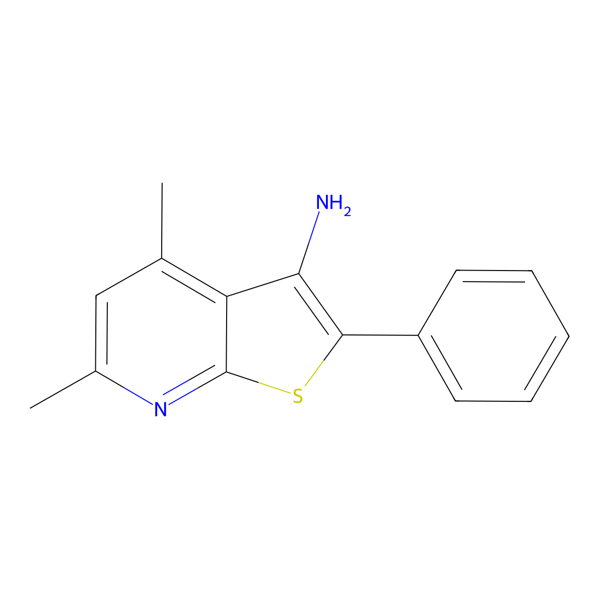 4,6-Dimethyl-2-phenylthieno[2,3-b]pyridin-3-amine molecular structure, CAS 443640-27-5