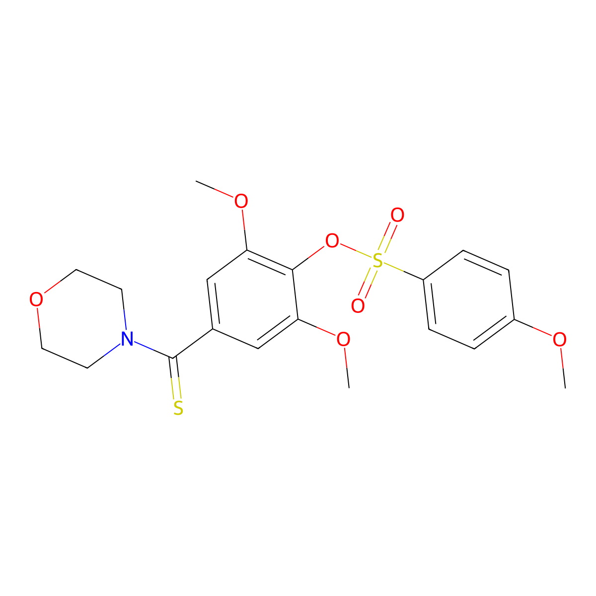 2,6-Dimethoxy-4-(morpholin-4-ylcarbothioyl)phenyl 4-methoxybenzenesulfonate molecular structure, CAS 443640-45-7
