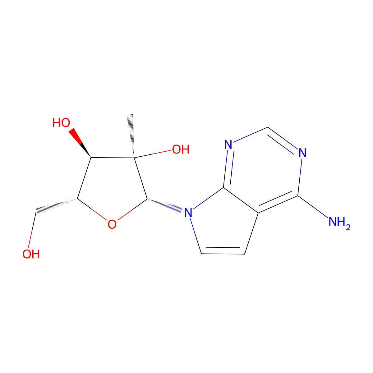 7-Deaza-2'-C-methyladenosine molecular structure, CAS 443642-29-3