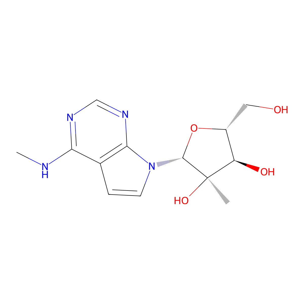 7-Deaza 2-C-methyl-N6-methyladenosine molecular structure, CAS 443642-86-2
