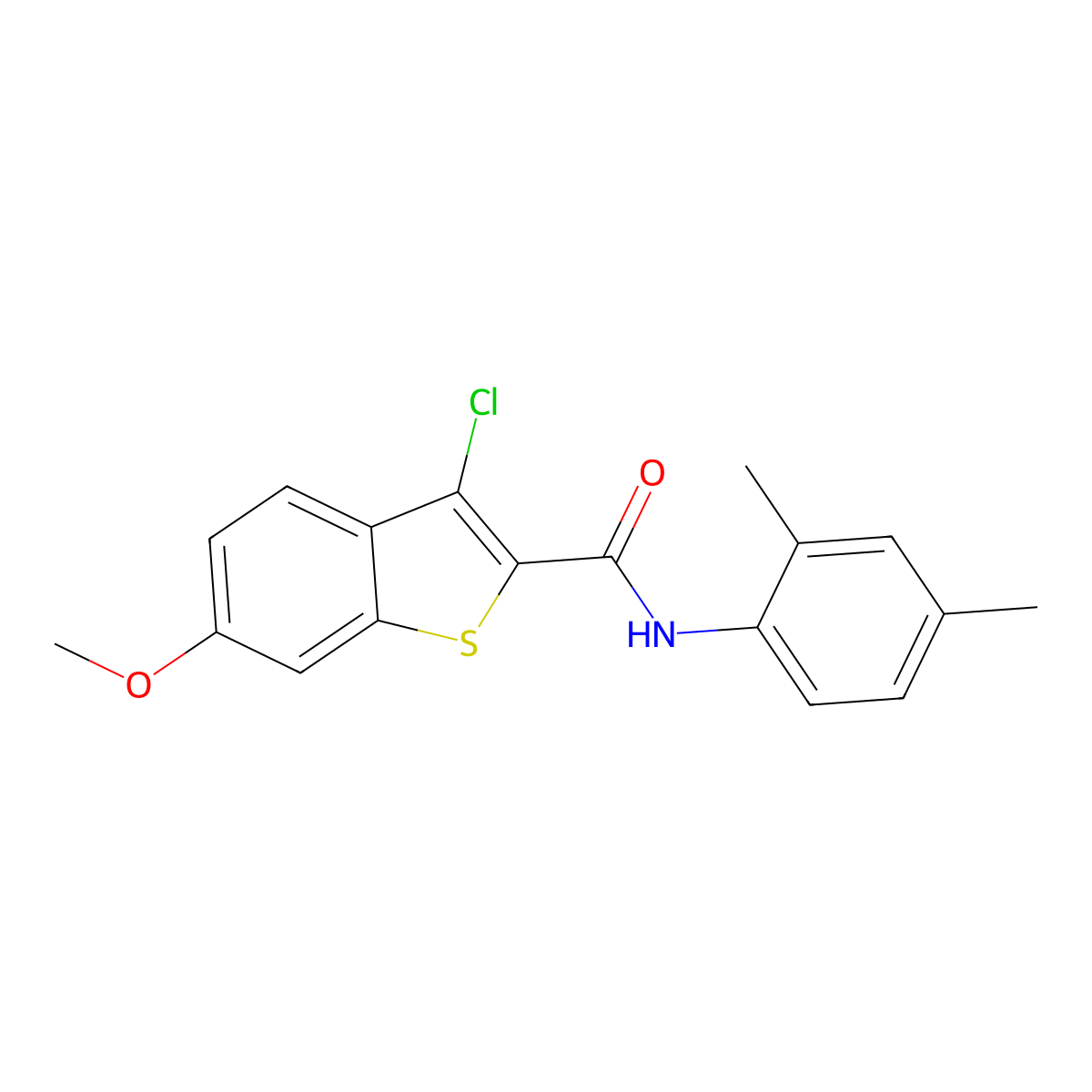 3-chloro-N-(2,4-dimethylphenyl)-6-methoxy-1-benzothiophene-2-carboxamide molecular structure, CAS 443644-38-0