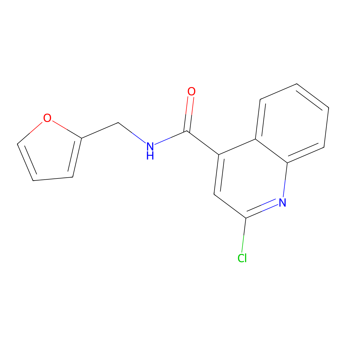 2-chloro-N-(furan-2-ylmethyl)quinoline-4-carboxamide molecular structure, CAS 443644-41-5