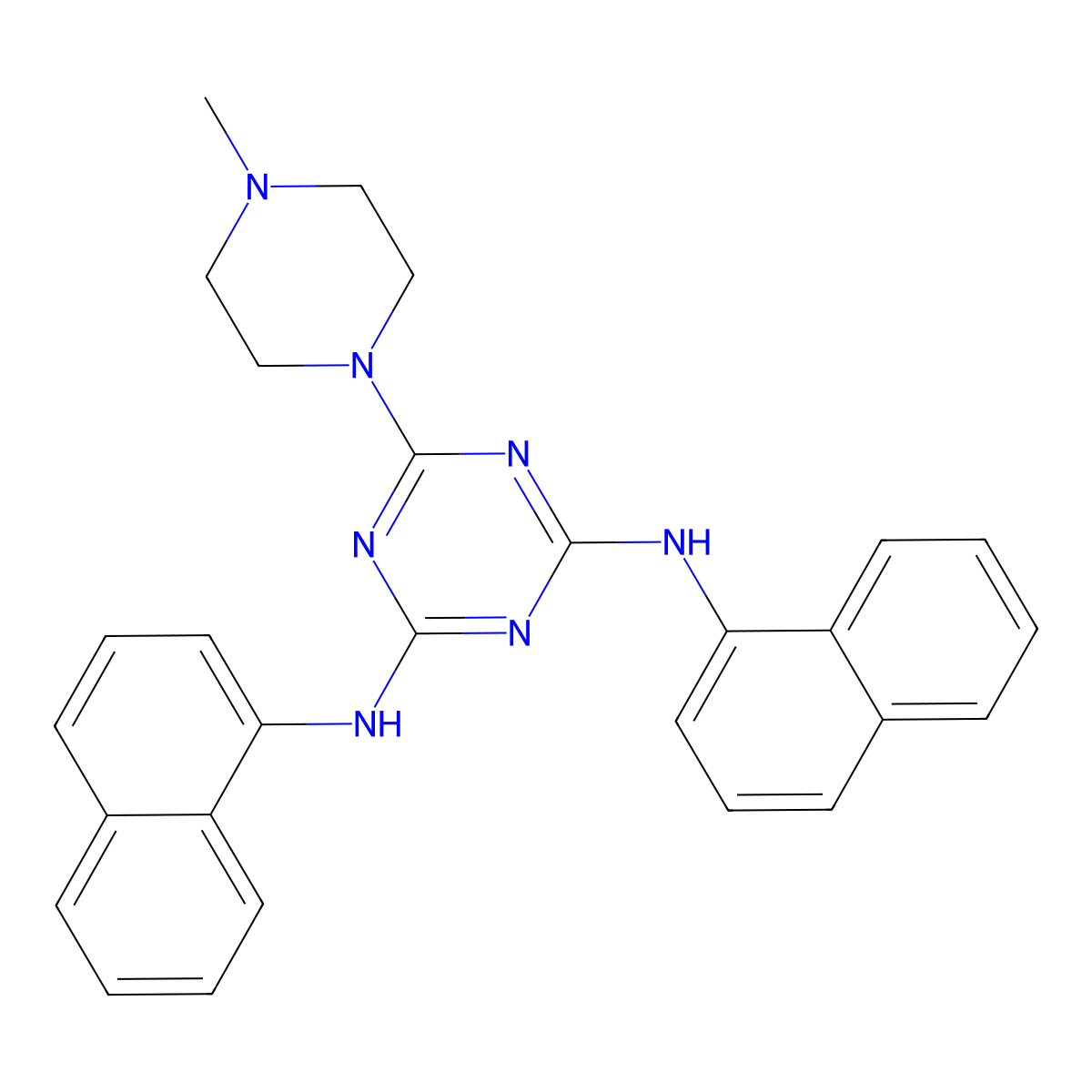 6-(4-methylpiperazin-1-yl)-N,N'-di(naphthalen-1-yl)-1,3,5-triazine-2,4-diamine molecular structure, CAS 443644-94-8