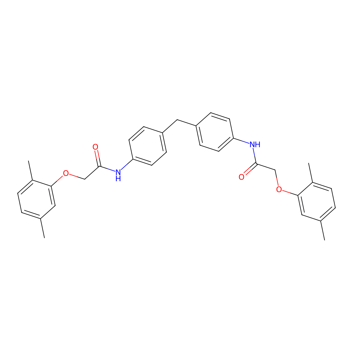2-(2,5-dimethylphenoxy)-N-[4-(4-{[(2,5-dimethylphenoxy)acetyl]amino}benzyl)phenyl]acetamide molecular structure, CAS 443645-74-7