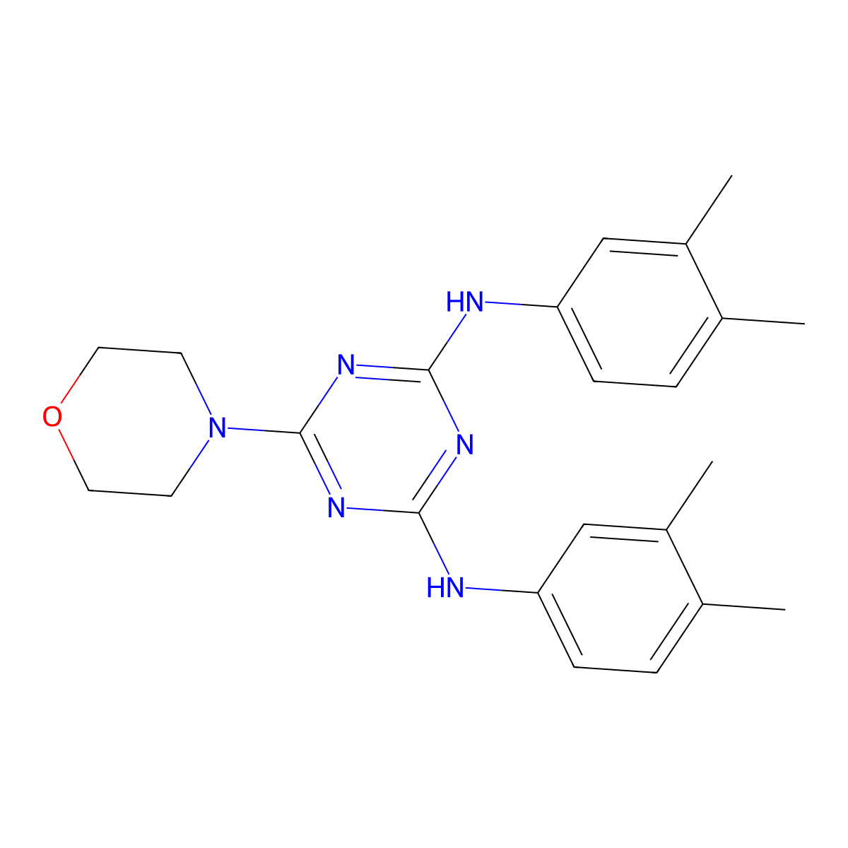 N,N'-bis(3,4-dimethylphenyl)-6-(morpholin-4-yl)-1,3,5-triazine-2,4-diamine molecular structure, CAS 443646-58-0