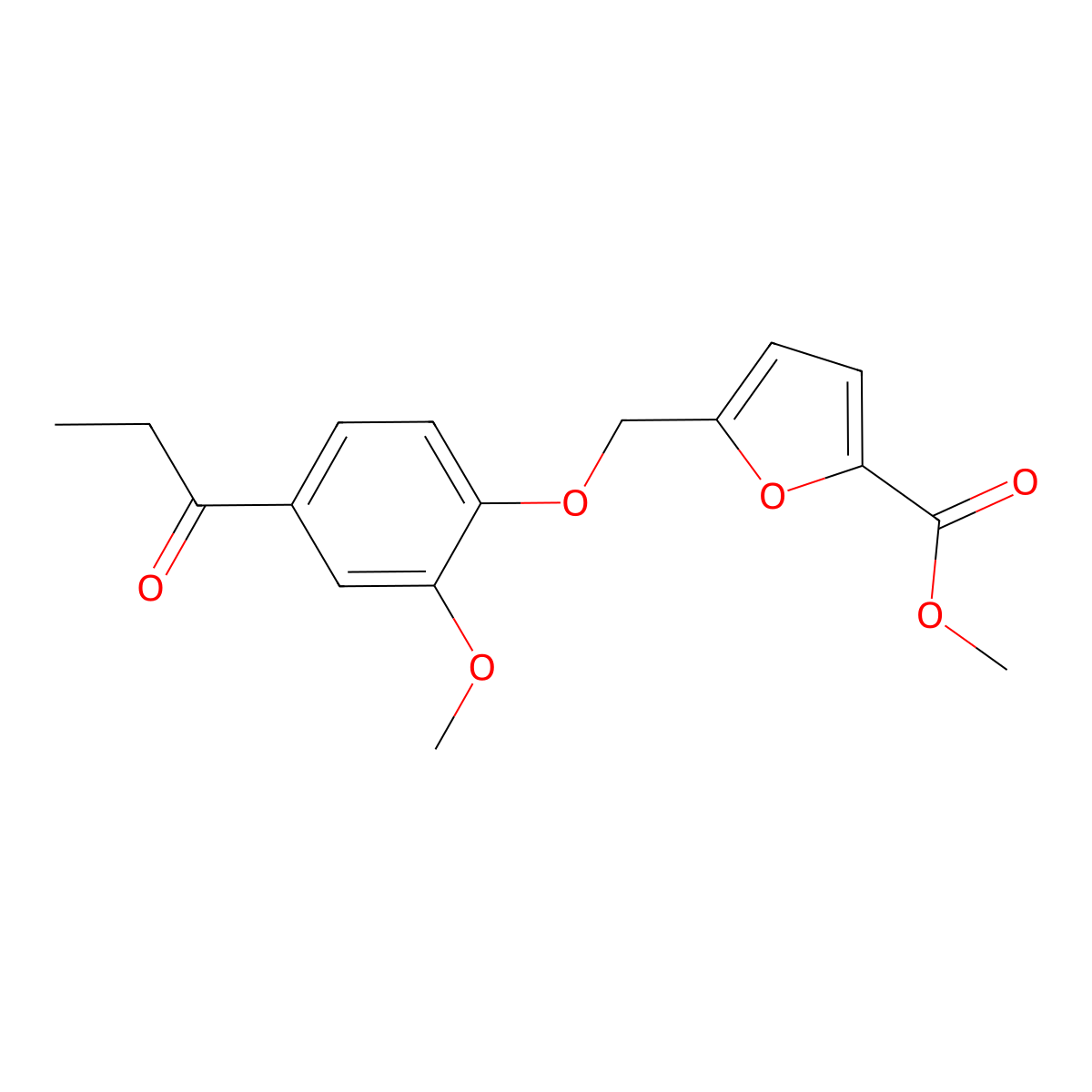Methyl 5-[(2-methoxy-4-propanoylphenoxy)methyl]furan-2-carboxylate molecular structure, CAS 443646-73-9