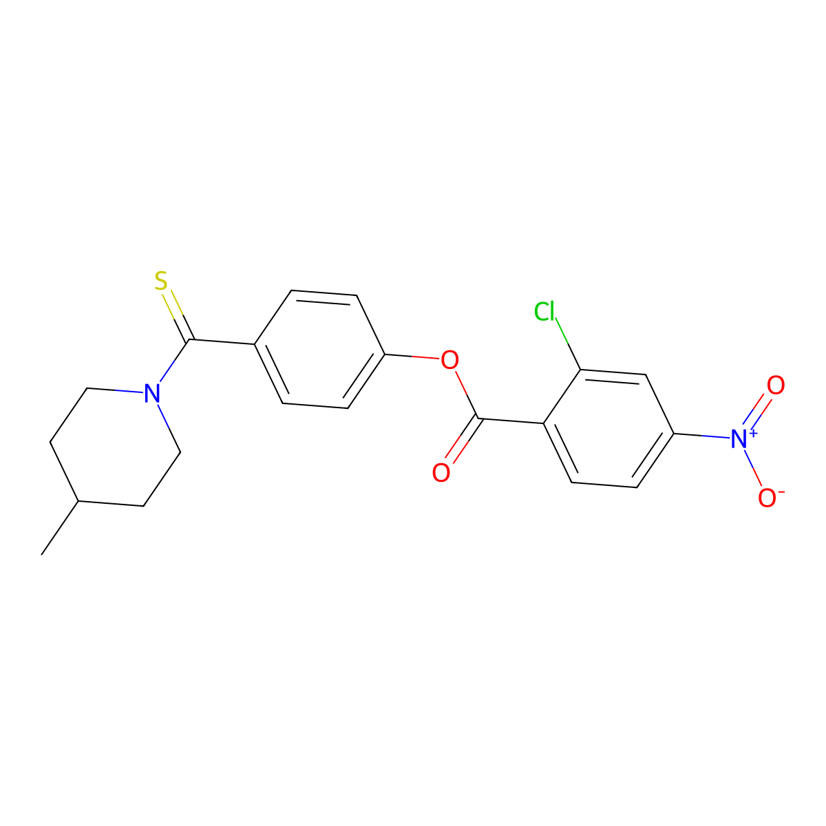 4-[(4-Methylpiperidin-1-yl)carbonothioyl]phenyl 2-chloro-4-nitrobenzoate molecular structure, CAS 443647-19-6