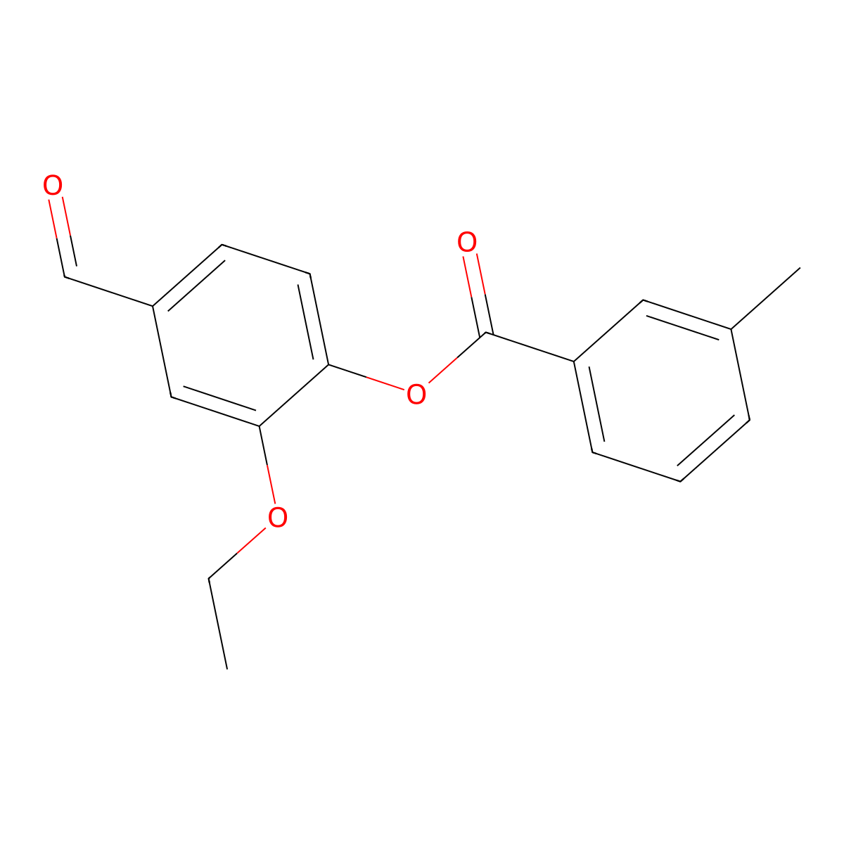 2-Ethoxy-4-formylphenyl 3-methylbenzoate molecular structure, CAS 443647-58-3