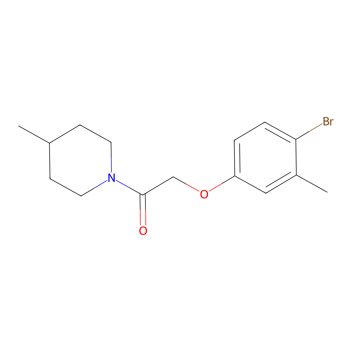 1-[(4-Bromo-3-methylphenoxy)acetyl]-4-methylpiperidine molecular structure, CAS 443647-76-5