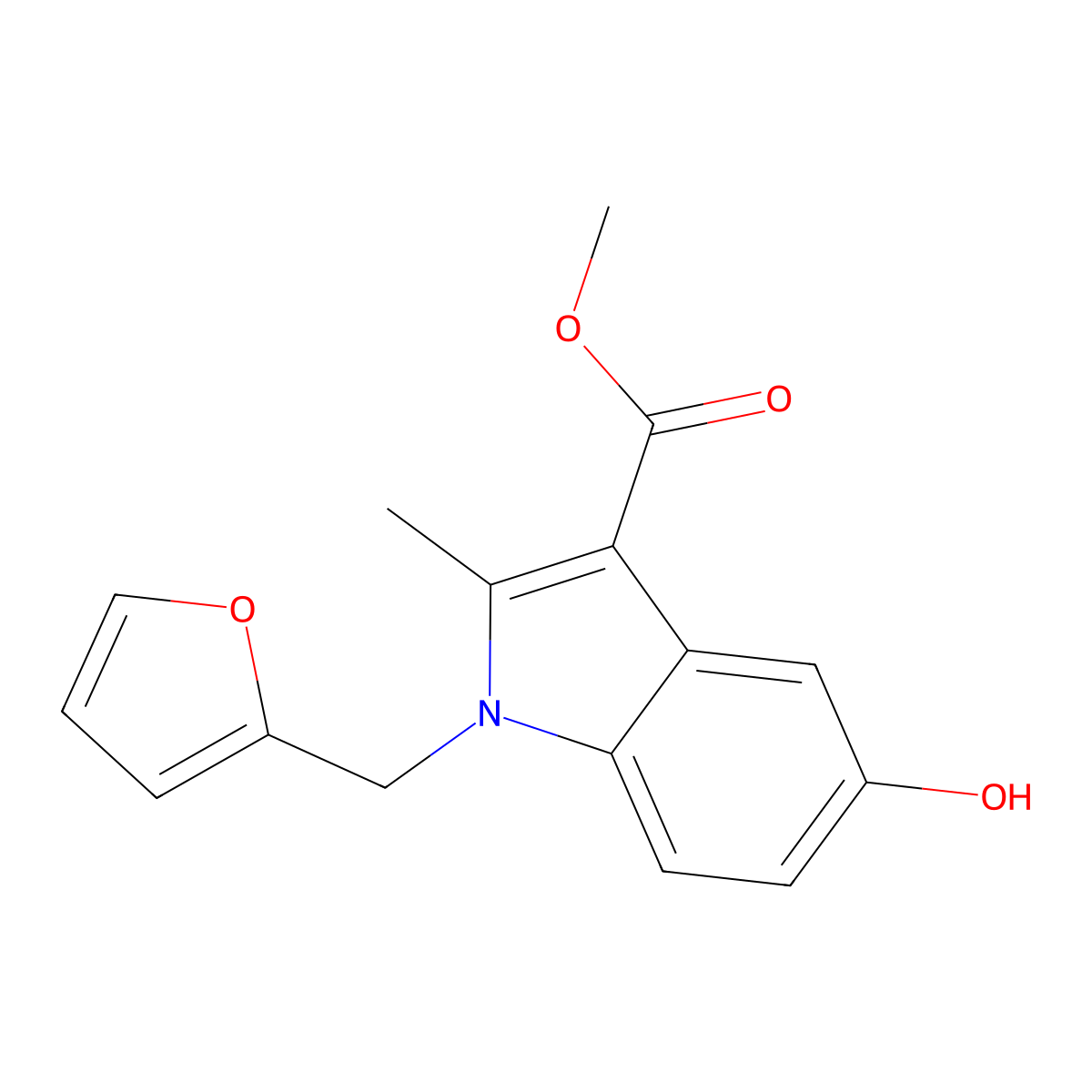 methyl 1-(furan-2-ylmethyl)-5-hydroxy-2-methyl-1H-indole-3-carboxylate molecular structure, CAS 443647-93-6